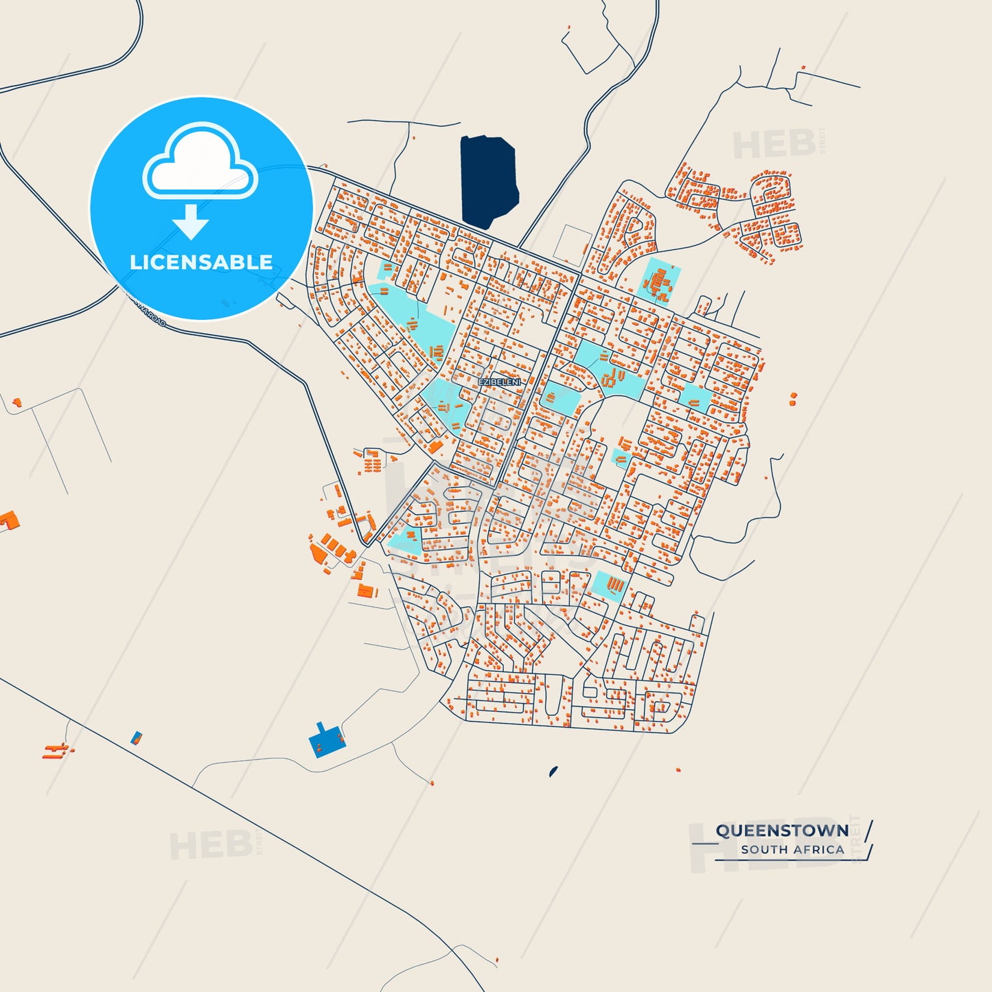 Canvas Print Template of Queenstown Street Map
