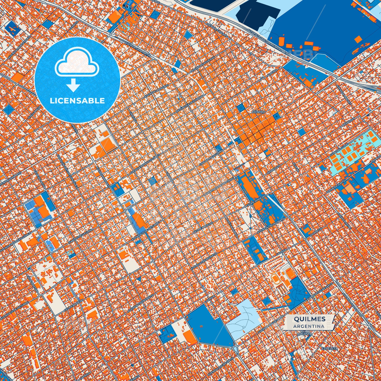 Canvas Print Template of Quilmes Street Map