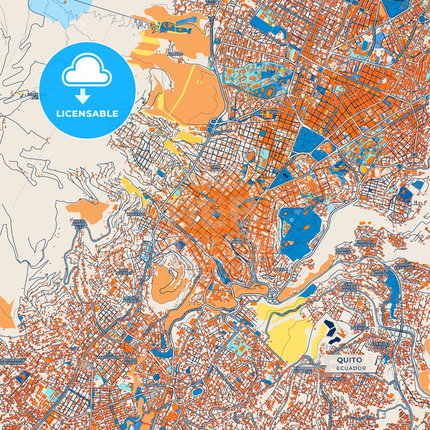 Canvas Print Template of Quito Street Map