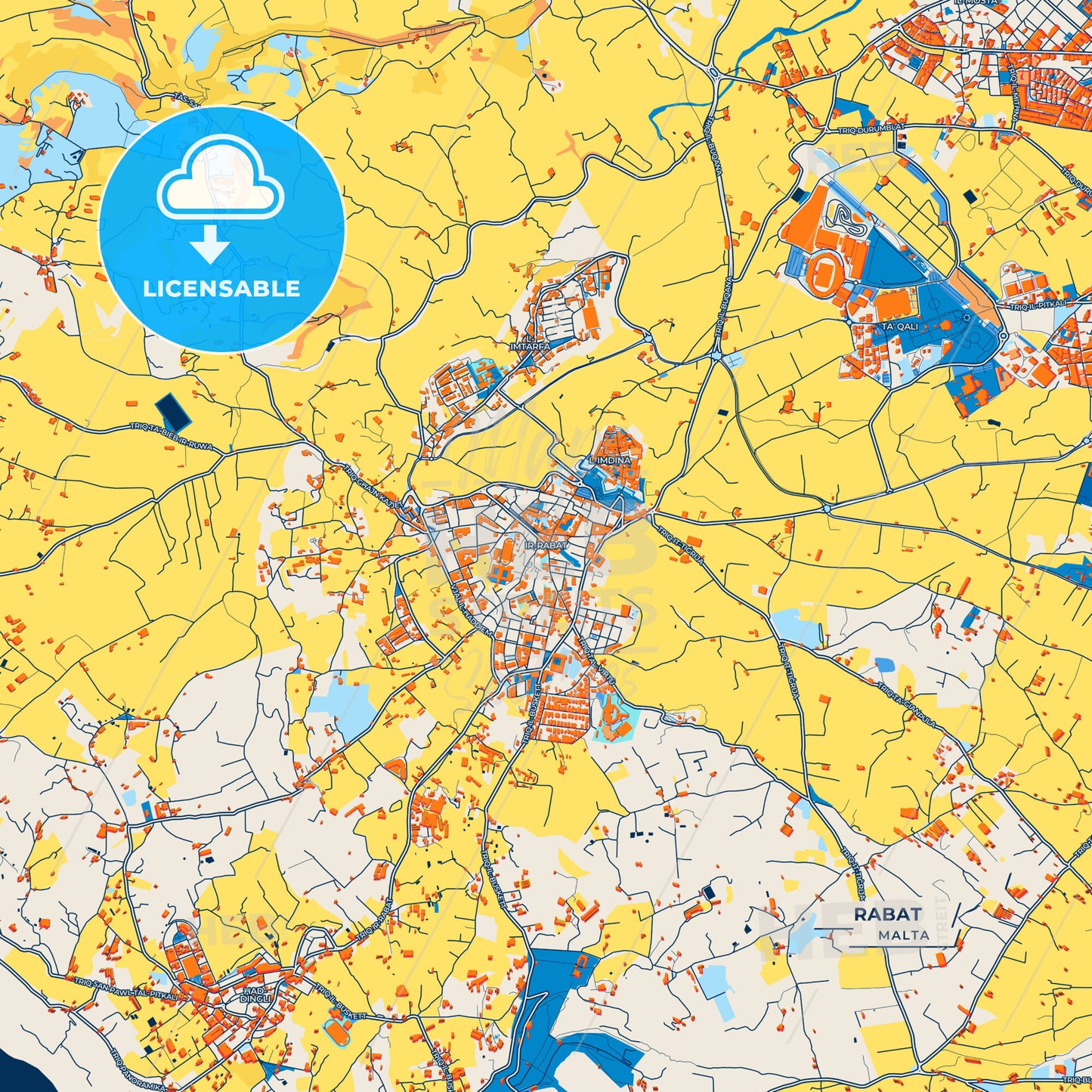 Canvas Print Template of Rabat Street Map