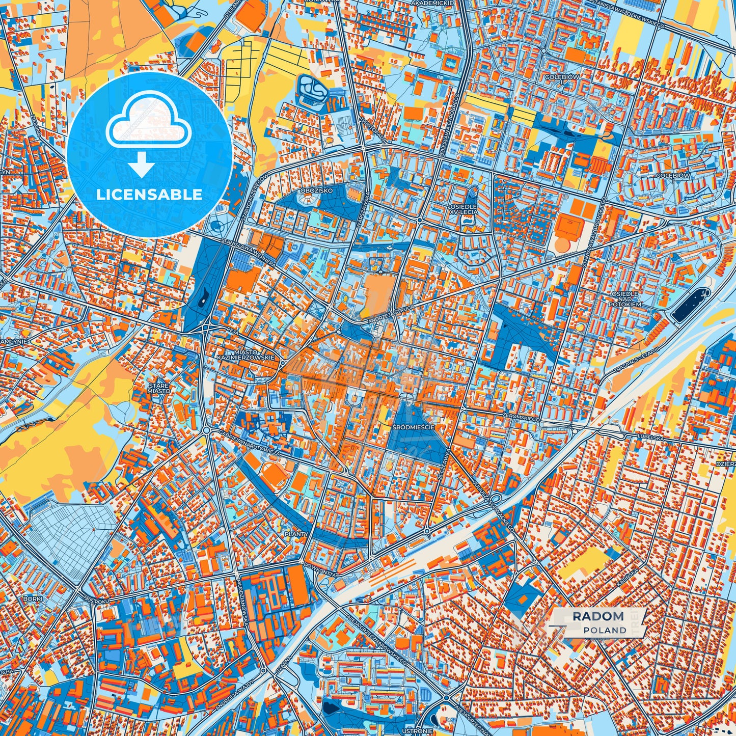 Canvas Print Template of Radom Street Map