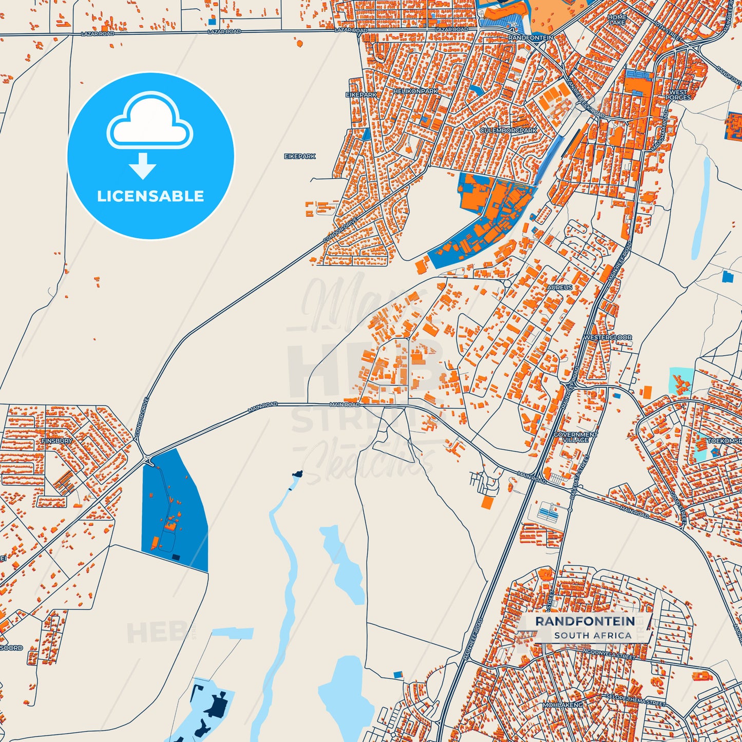 Canvas Print Template of Randfontein Street Map