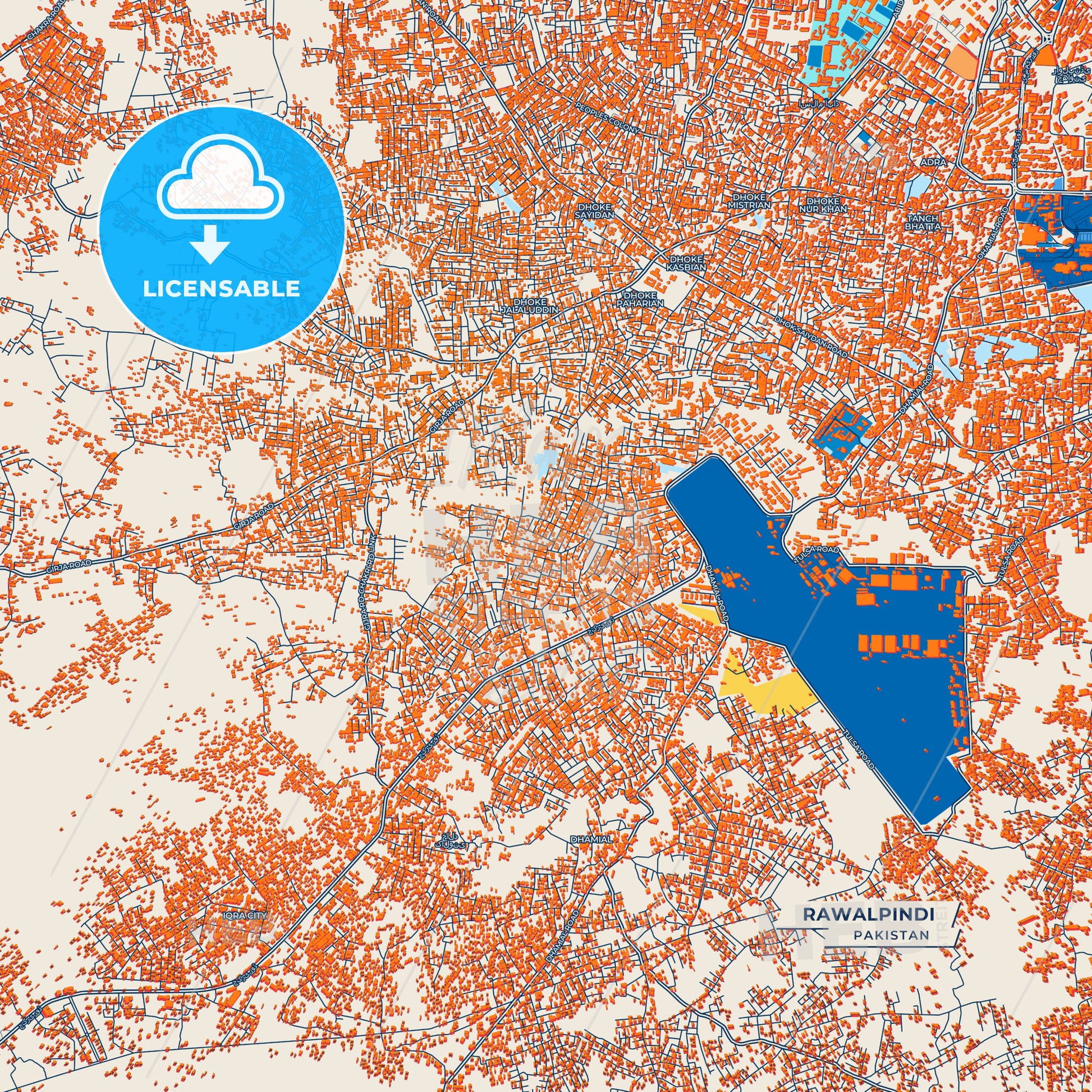 Canvas Print Template of Rawalpindi Street Map