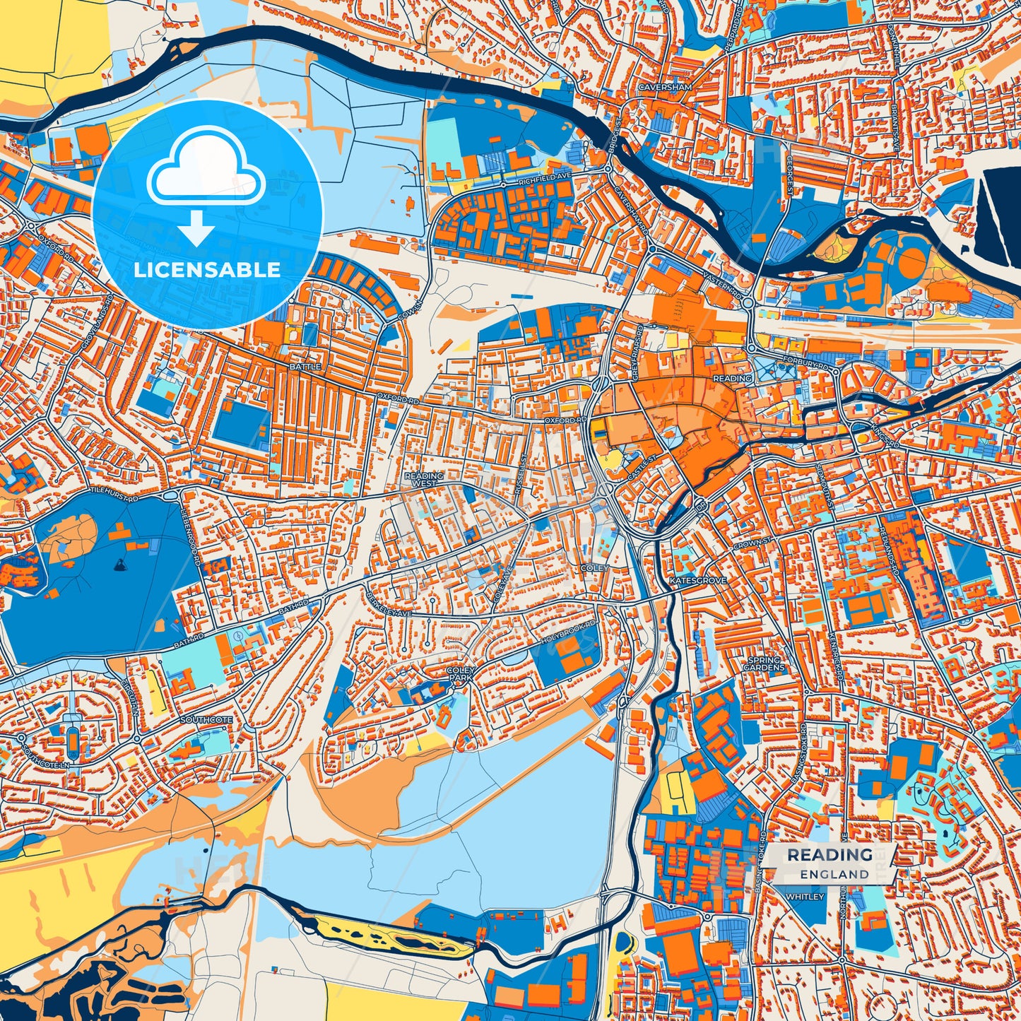 Canvas Print Template of Reading Street Map