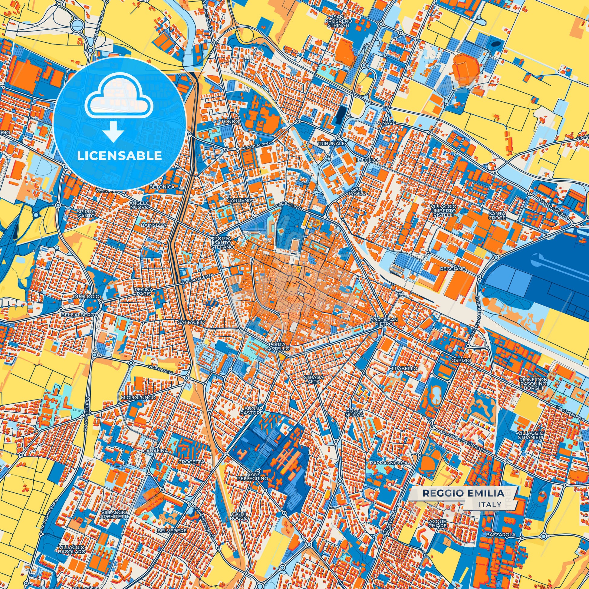 Canvas Print Template of Reggio Emilia Street Map