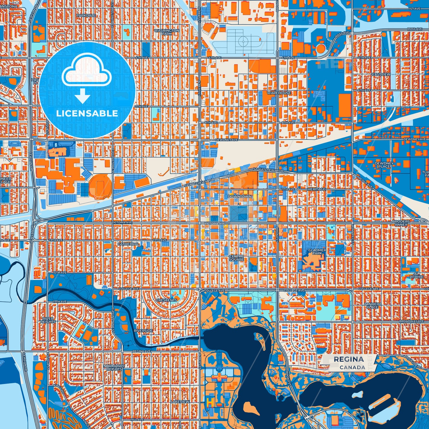Canvas Print Template of Regina Street Map