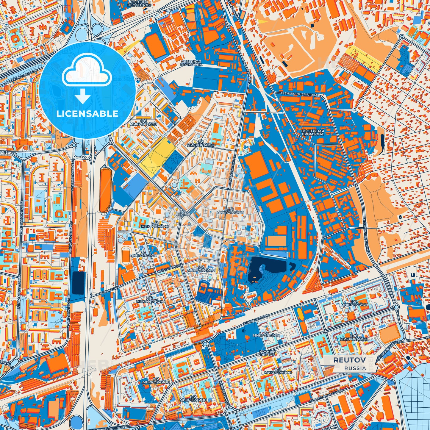 Canvas Print Template of Reutov Street Map