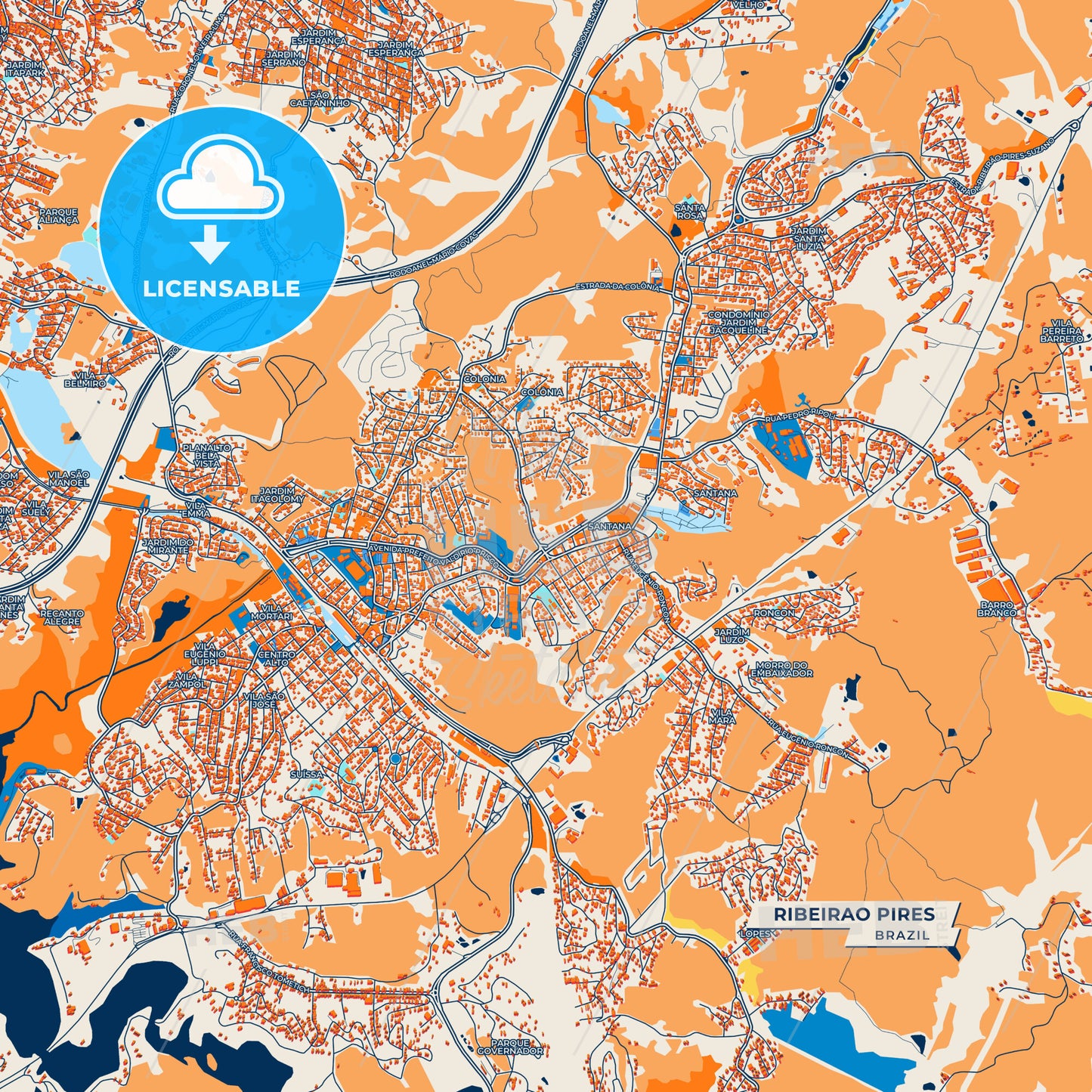 Canvas Print Template of Ribeirao Pires Street Map
