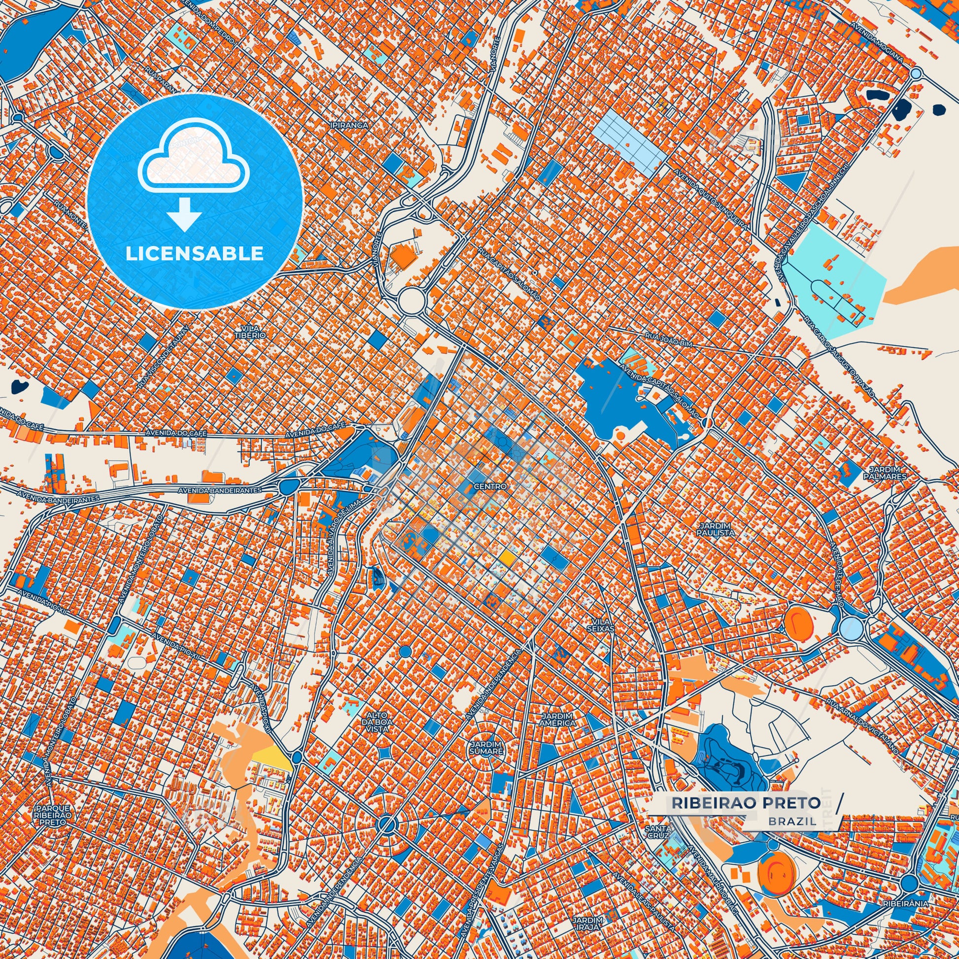 Canvas Print Template of Ribeirao Preto Street Map
