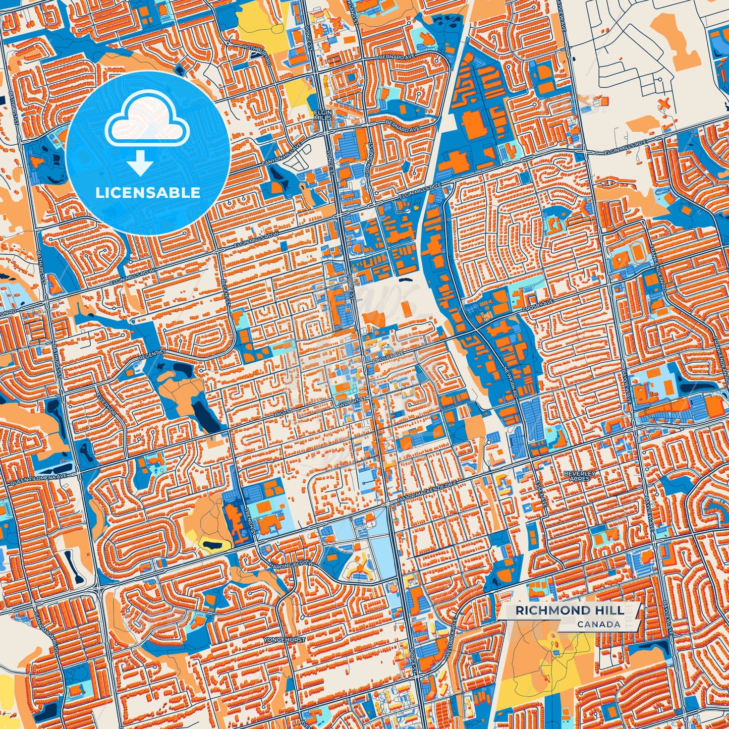 Canvas Print Template of Richmond Hill Street Map