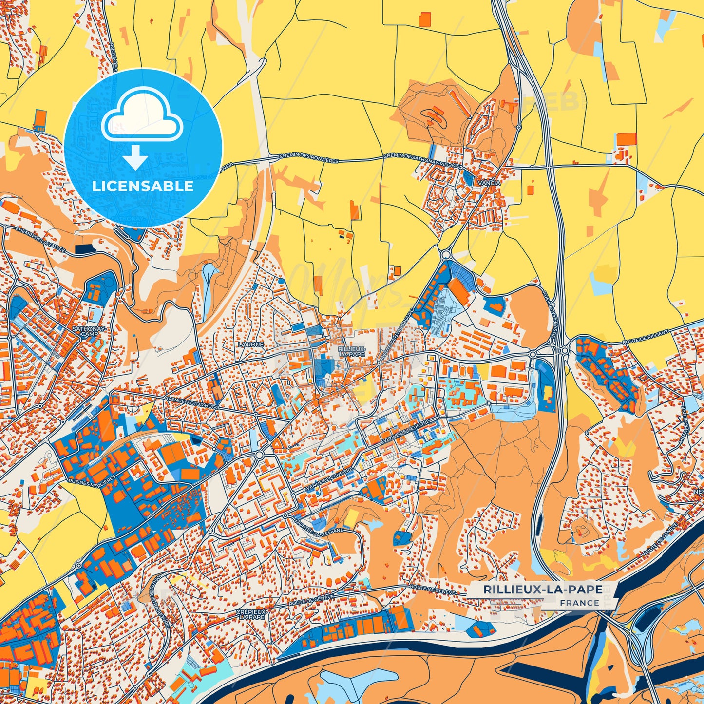 Canvas Print Template of Rillieux-la-Pape Street Map