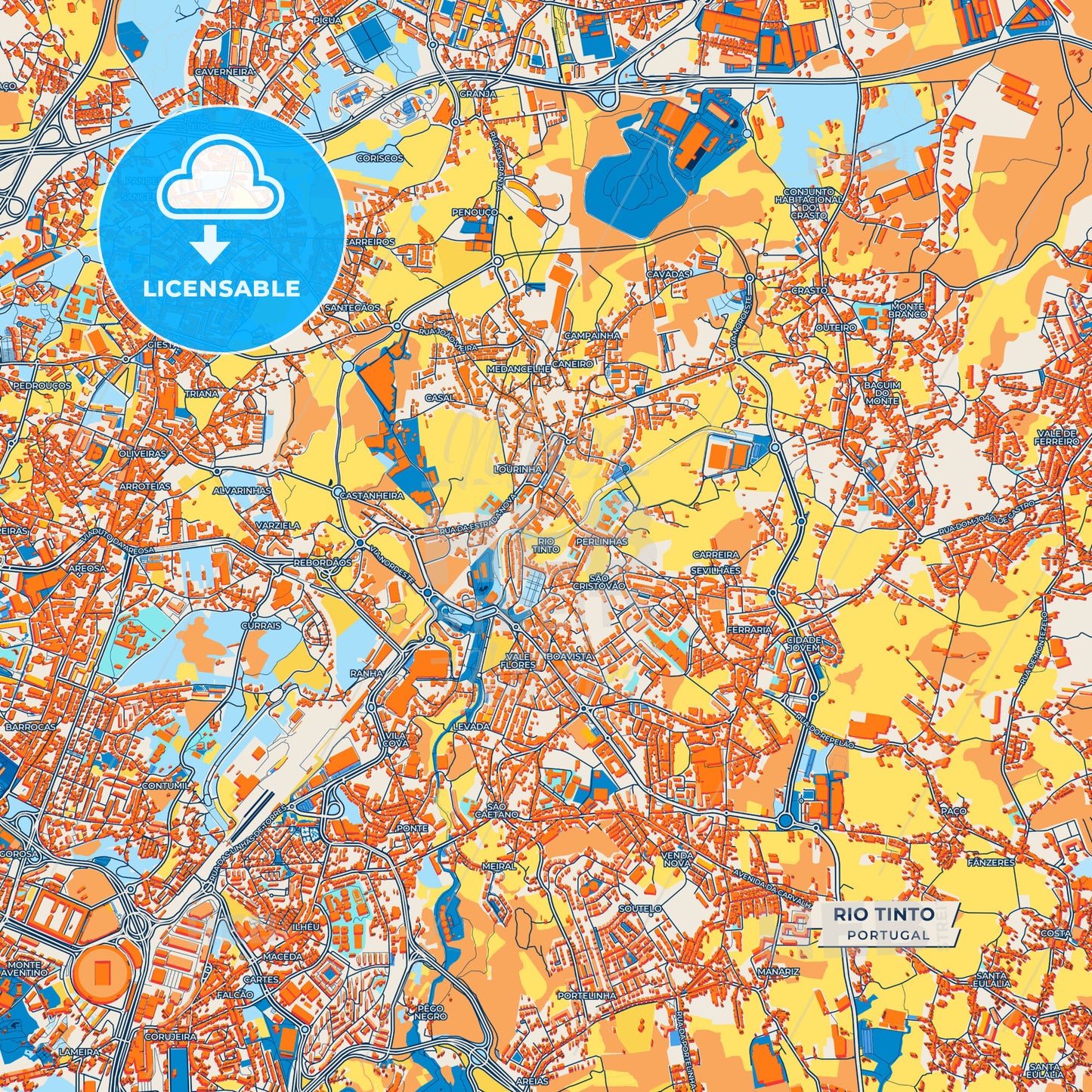 Canvas Print Template of Rio Tinto Street Map