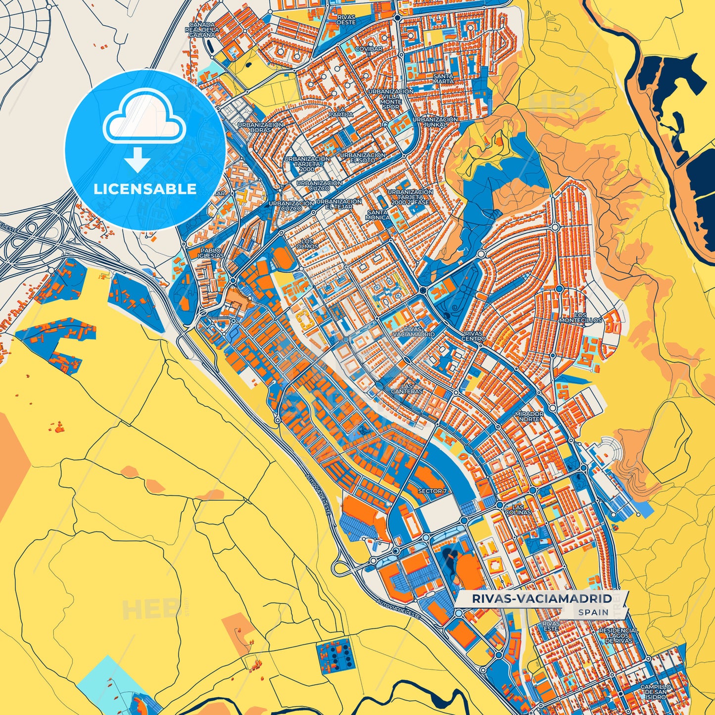 Canvas Print Template of Rivas-Vaciamadrid Street Map