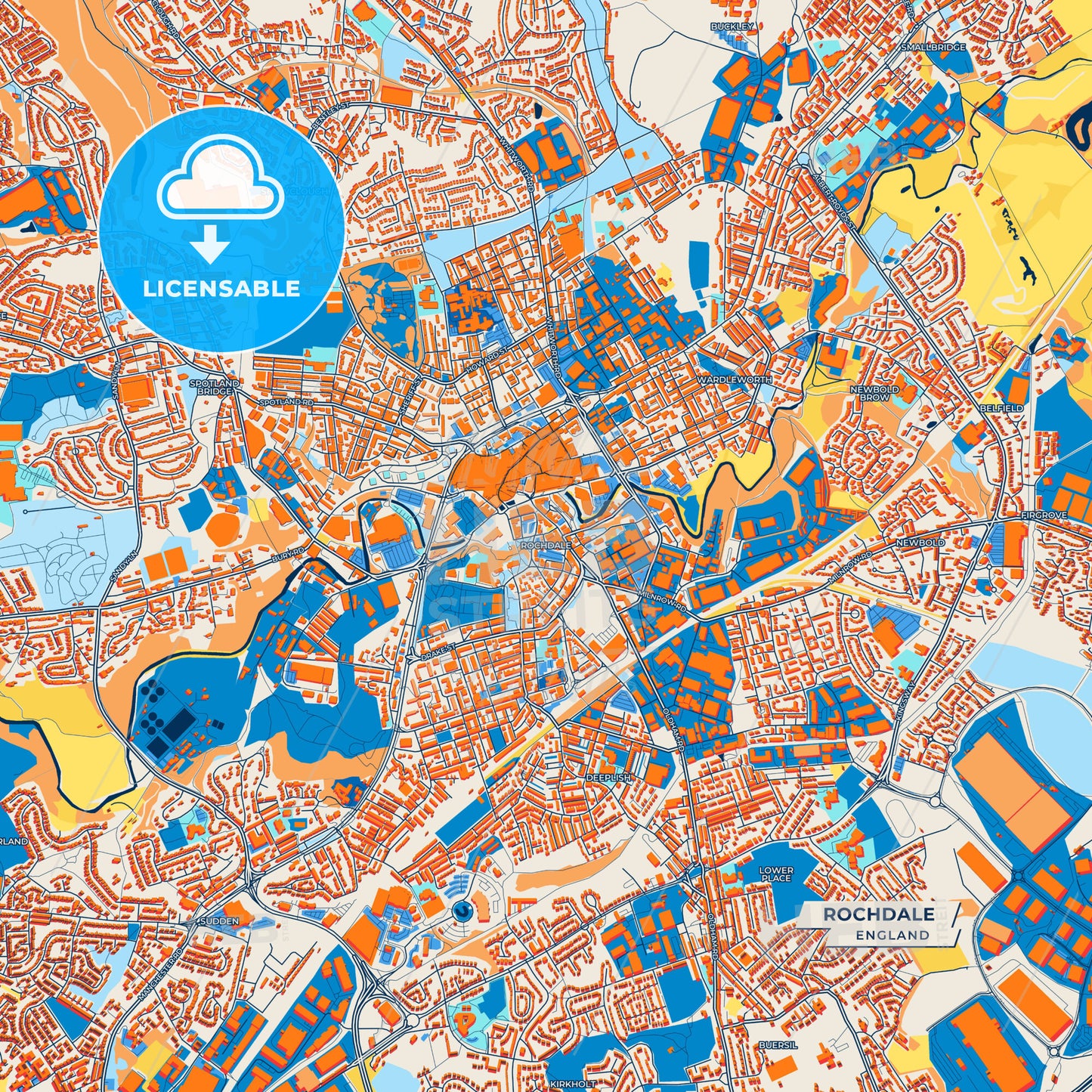 Canvas Print Template of Rochdale Street Map