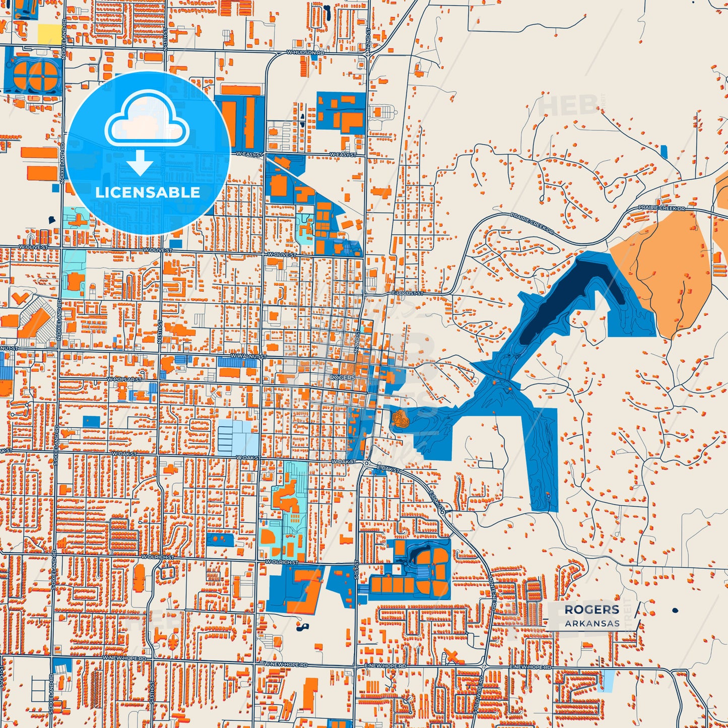 Canvas Print Template of Rogers Street Map