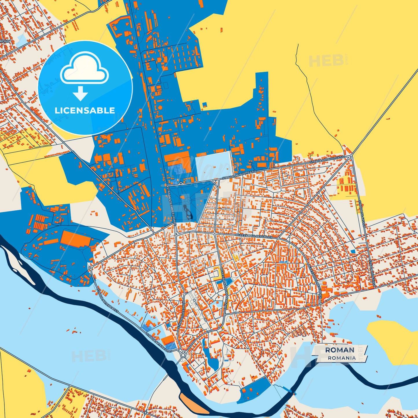 Canvas Print Template of Roman Street Map
