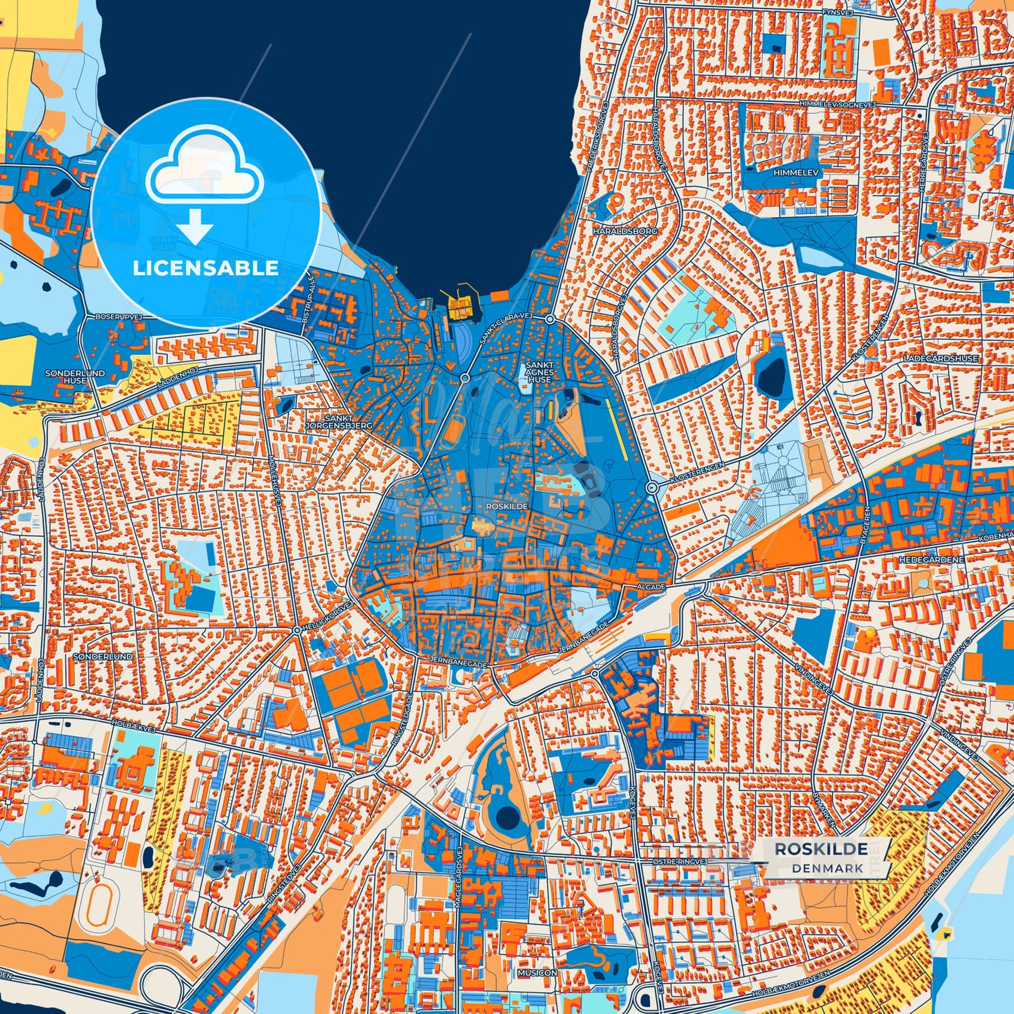 Canvas Print Template of Roskilde Street Map