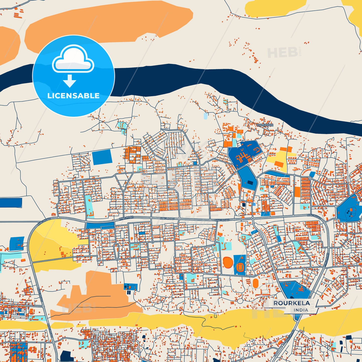 Canvas Print Template of Rourkela Street Map