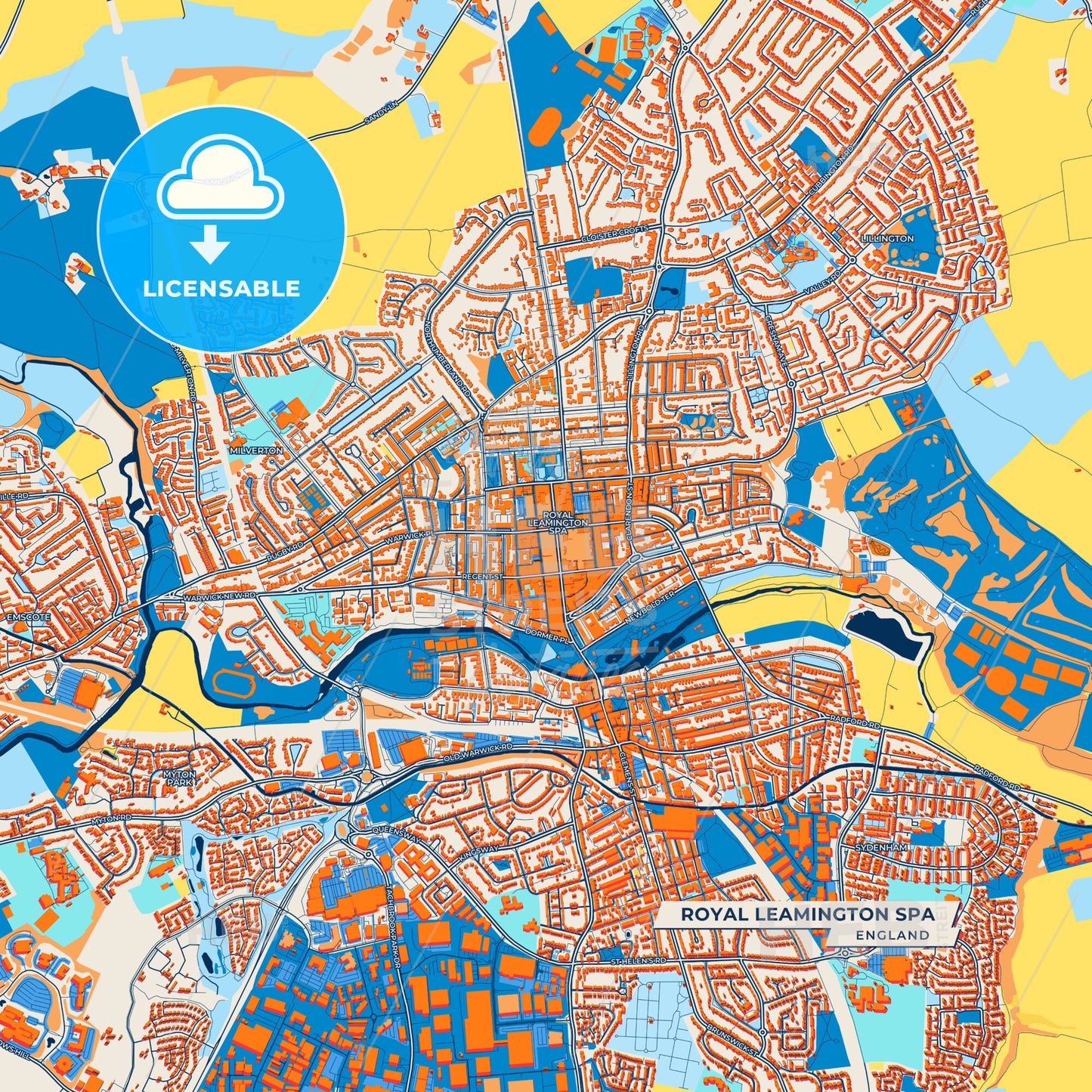Canvas Print Template of Royal Leamington Spa Street Map