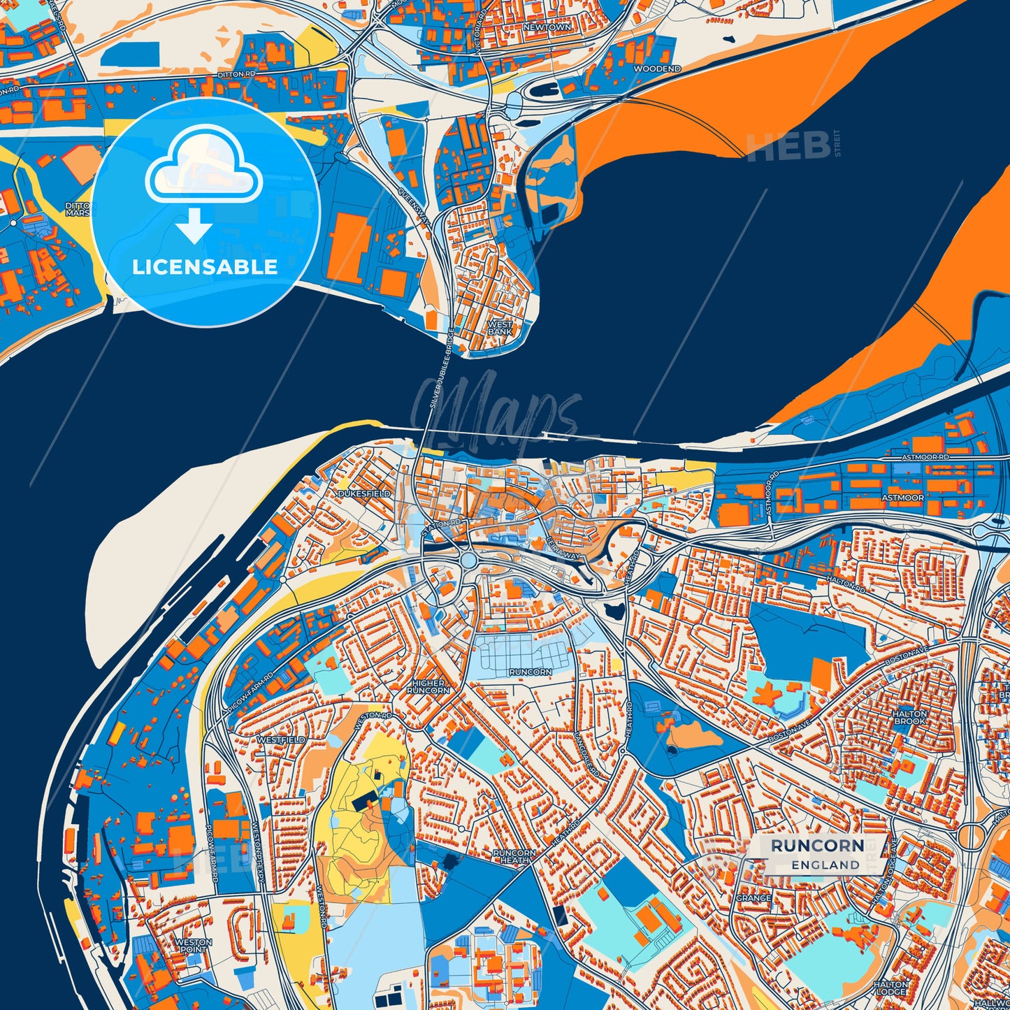 Canvas Print Template of Runcorn Street Map