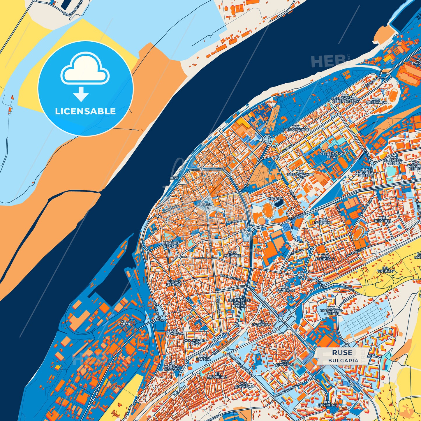 Canvas Print Template of Ruse Street Map