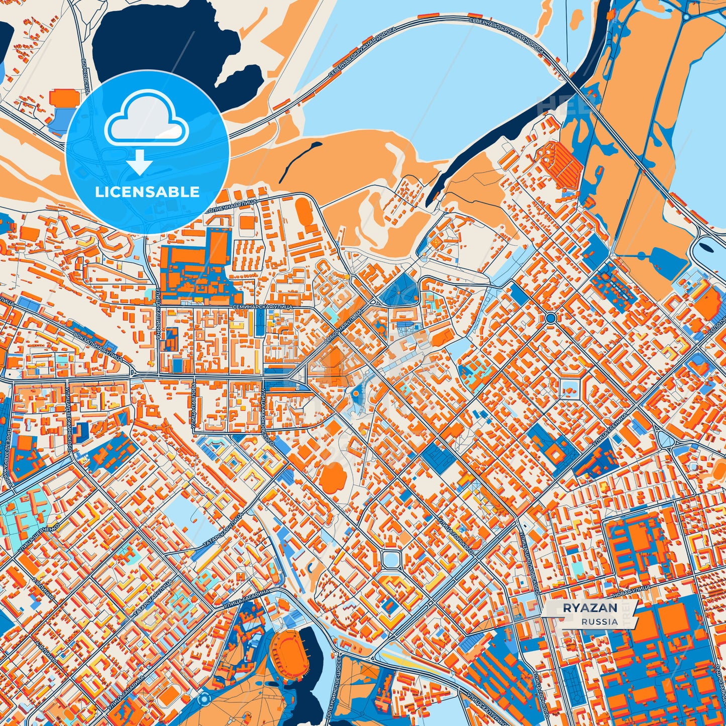 Canvas Print Template of Ryazan Street Map