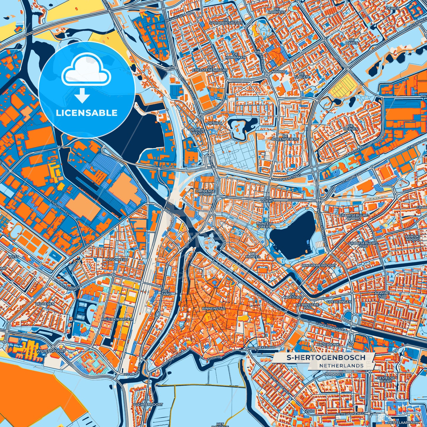 Canvas Print Template of s-Hertogenbosch Street Map