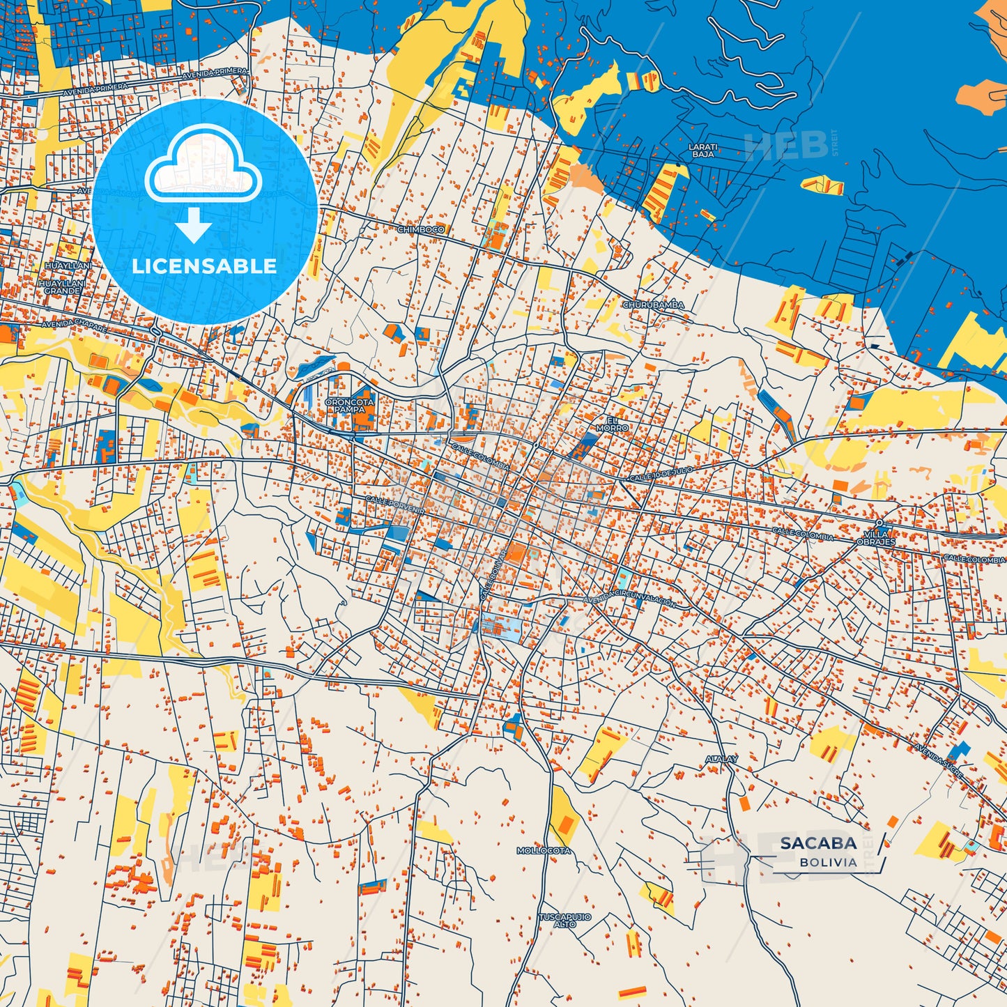 Canvas Print Template of Sacaba Street Map