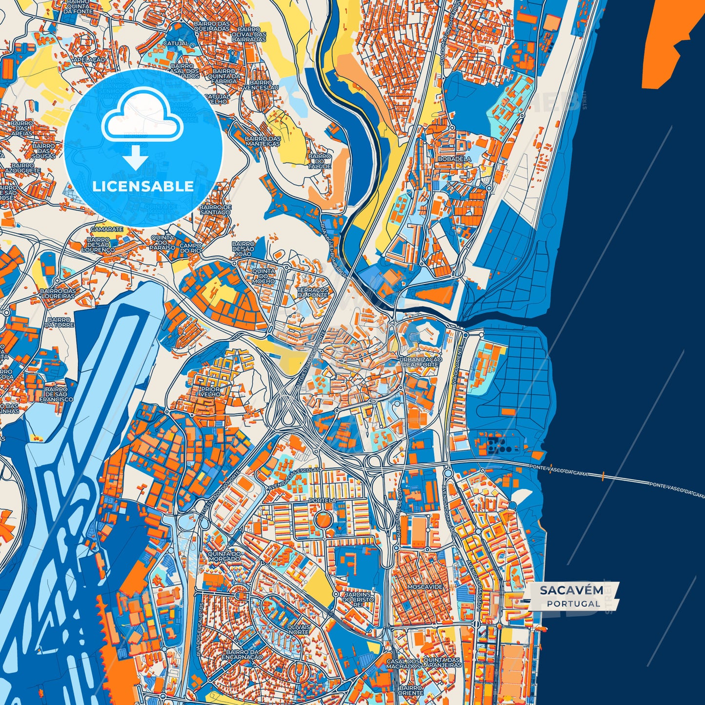 Canvas Print Template of Sacavém Street Map