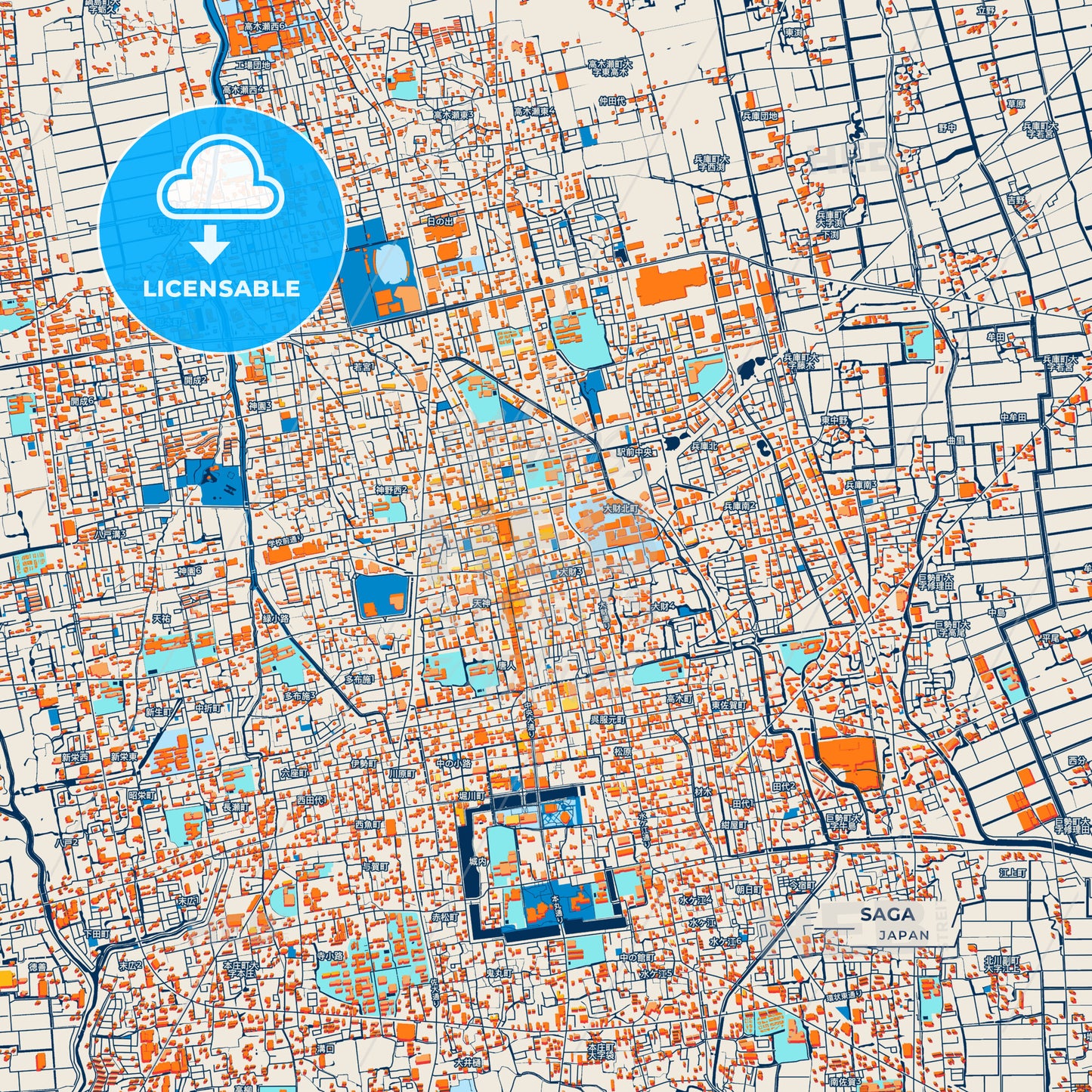 Canvas Print Template of Saga Street Map