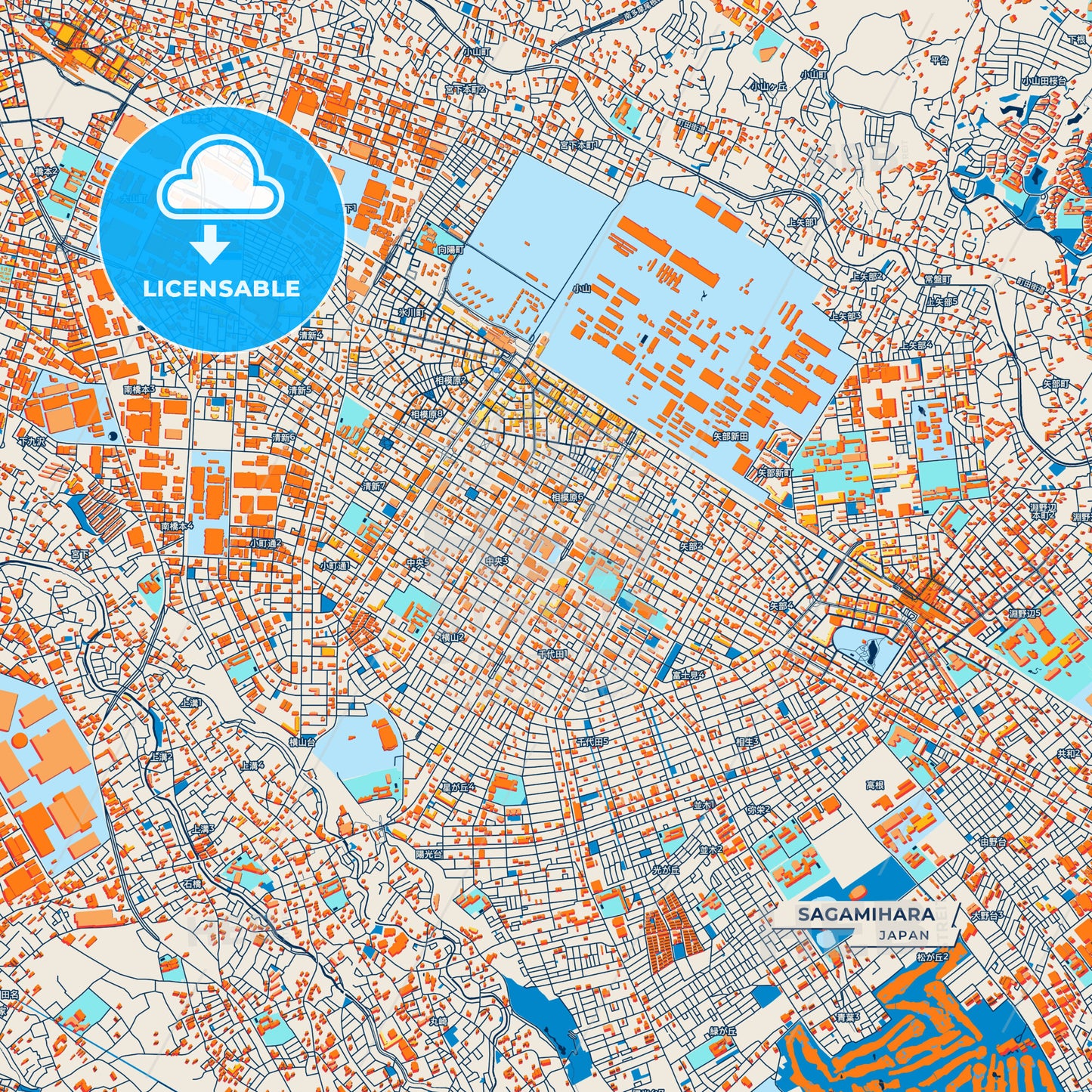 Canvas Print Template of Sagamihara Street Map