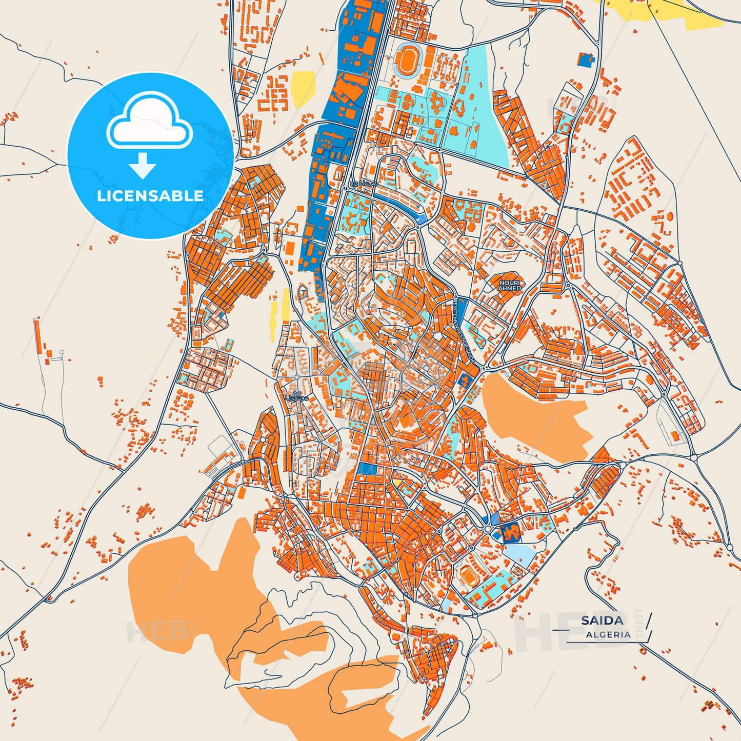 Canvas Print Template of Saida Street Map