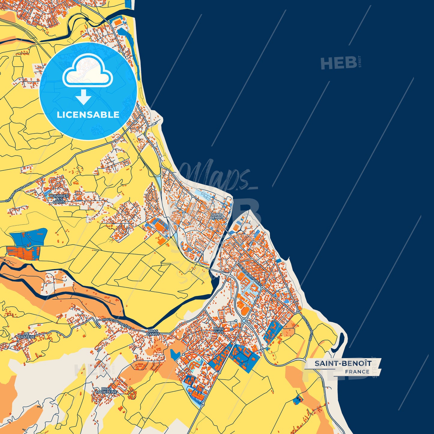 Canvas Print Template of Saint-Benoît Street Map