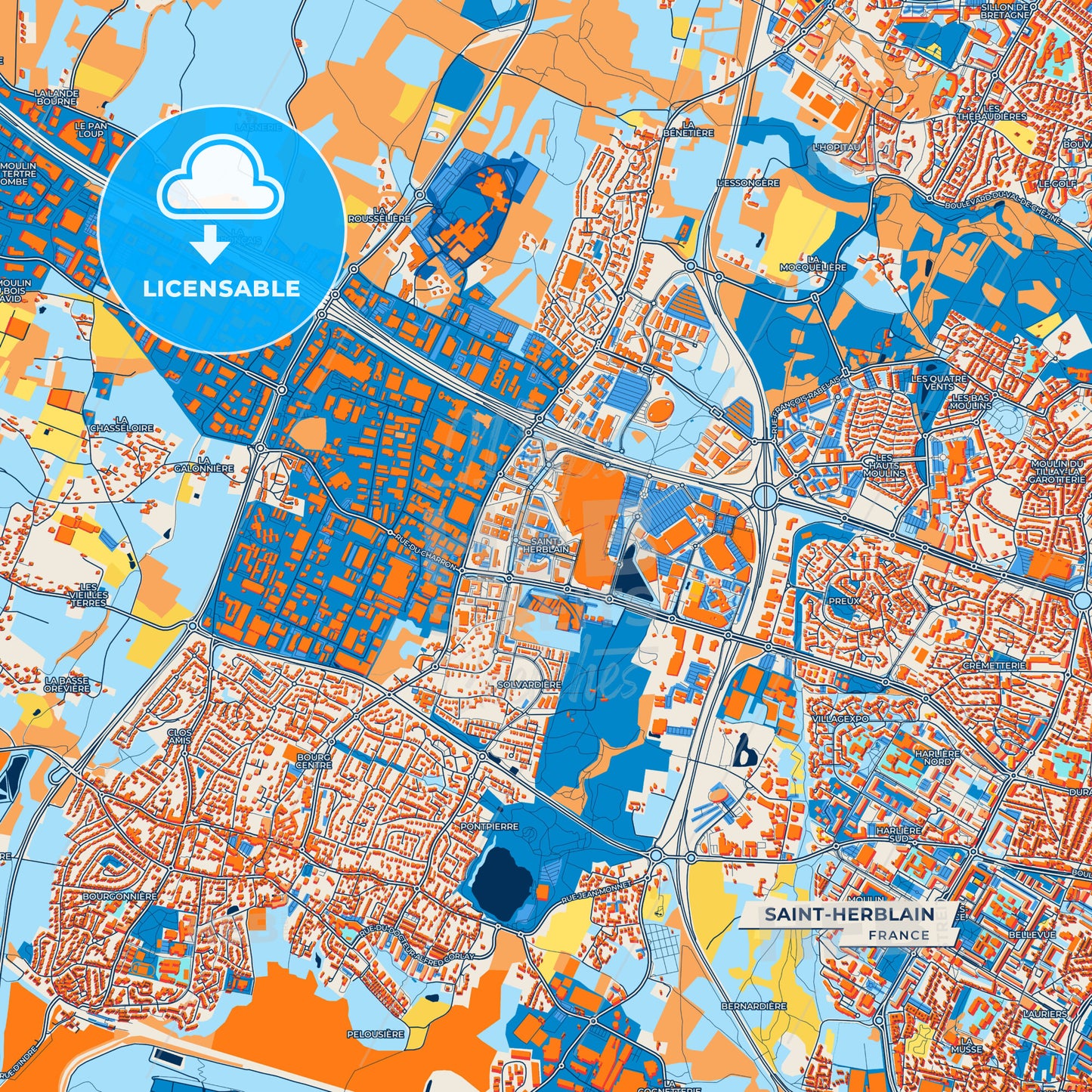 Canvas Print Template of Saint-Herblain Street Map