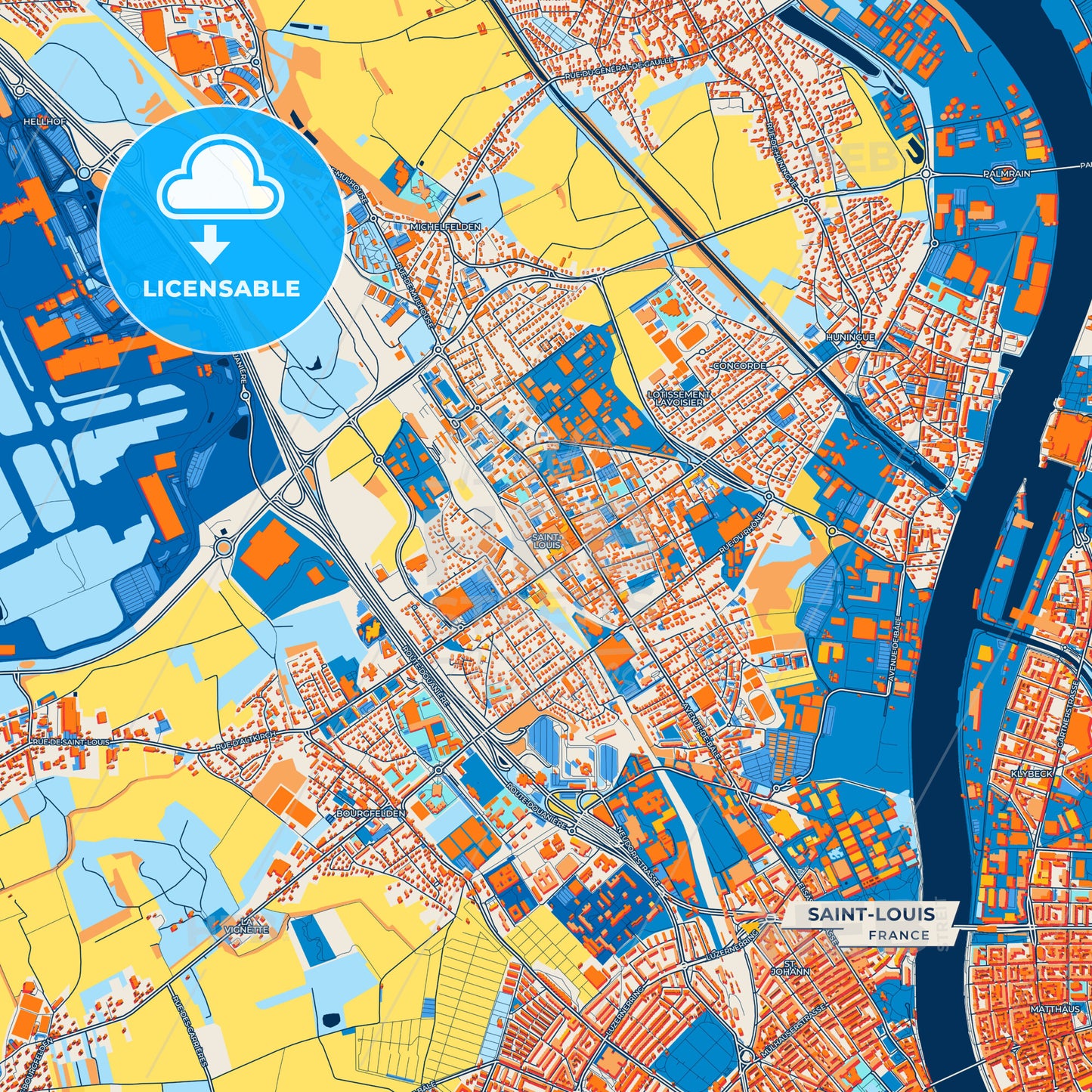 Canvas Print Template of Saint-Louis Street Map