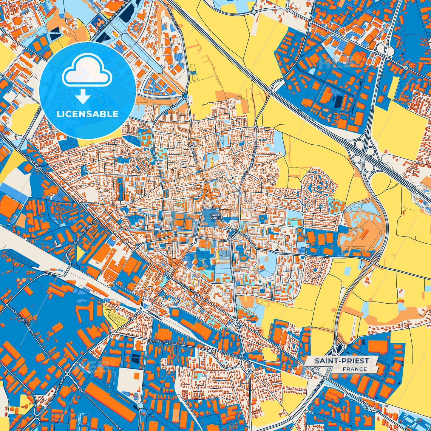 Canvas Print Template of Saint-Priest Street Map
