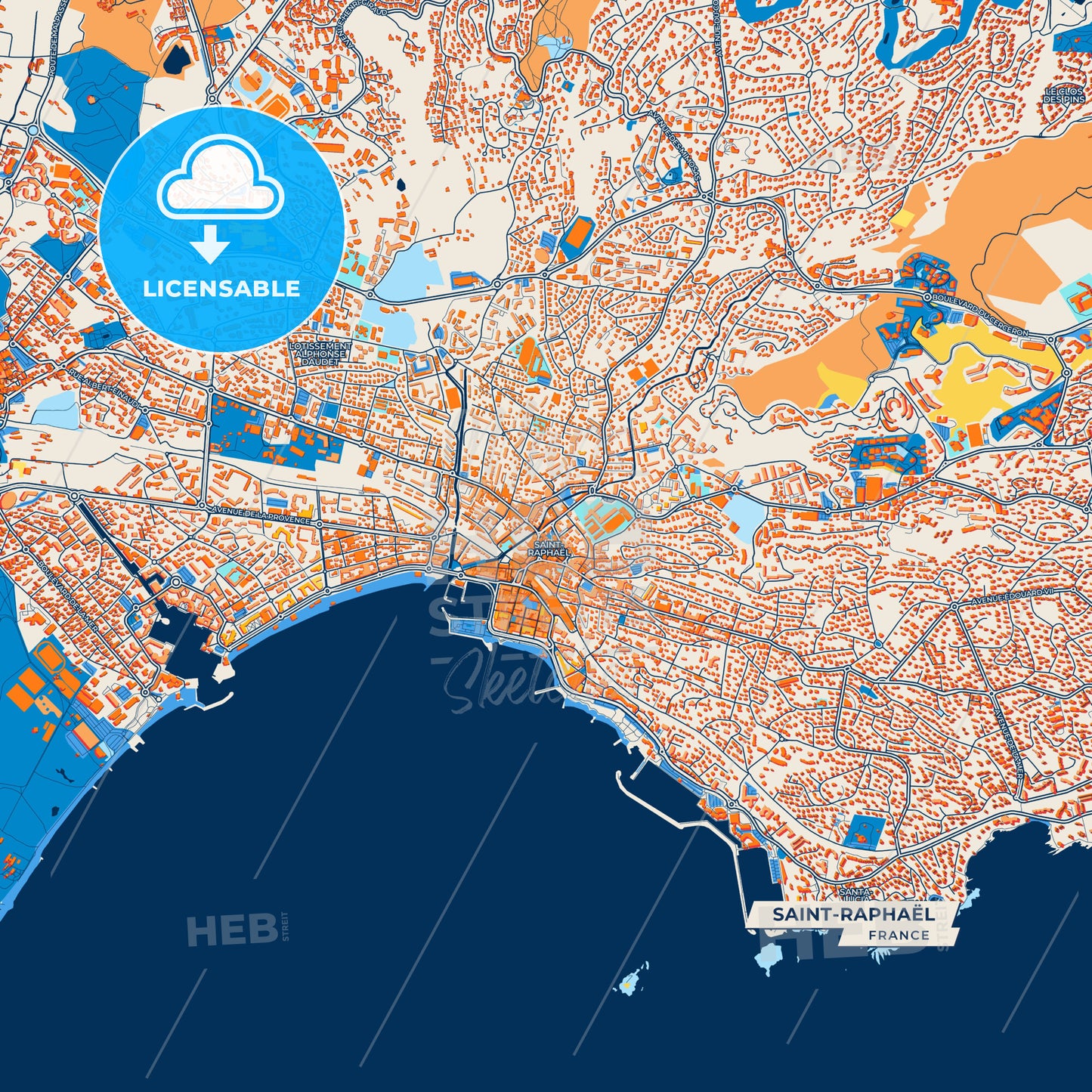 Canvas Print Template of Saint-Raphaël Street Map