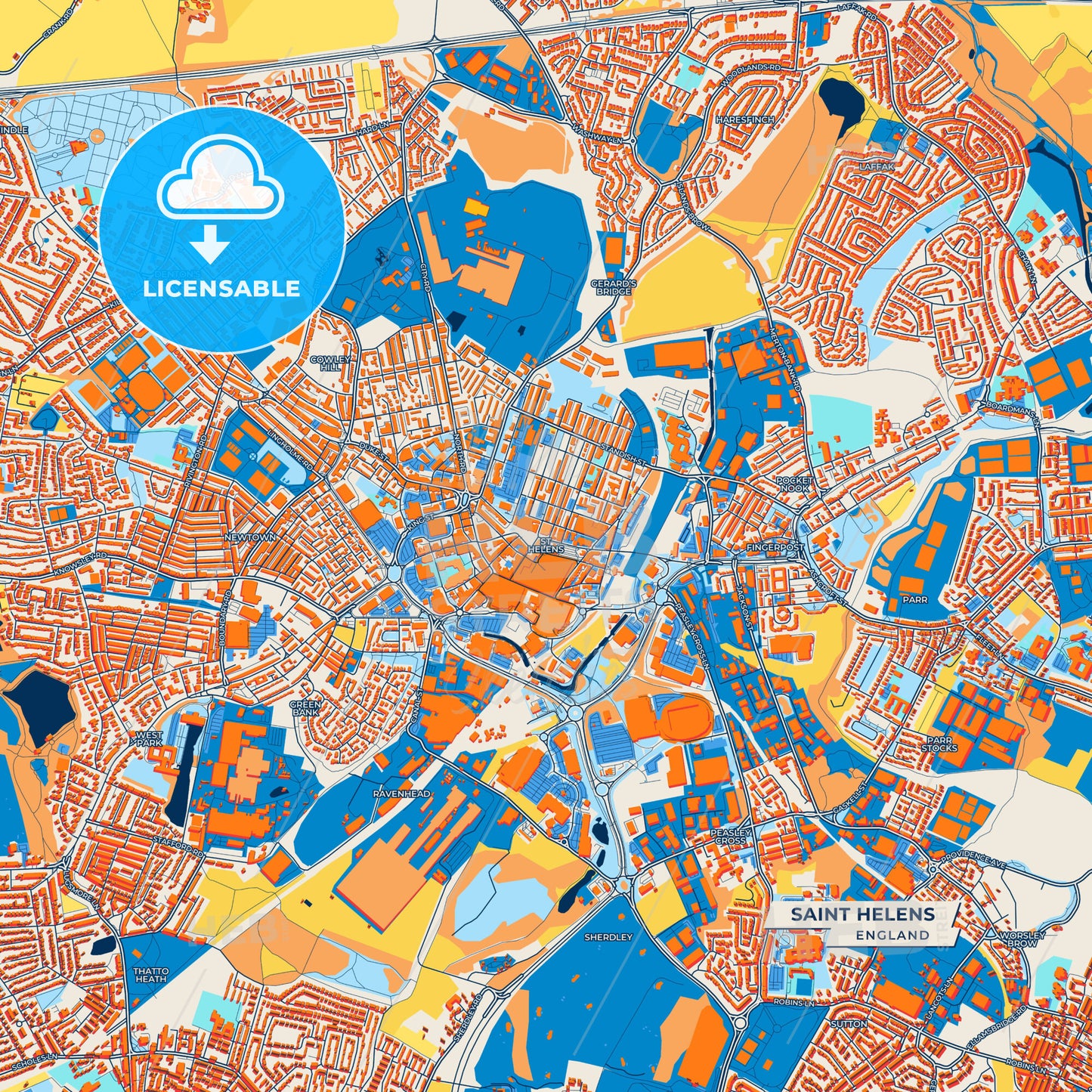 Canvas Print Template of Saint Helens Street Map
