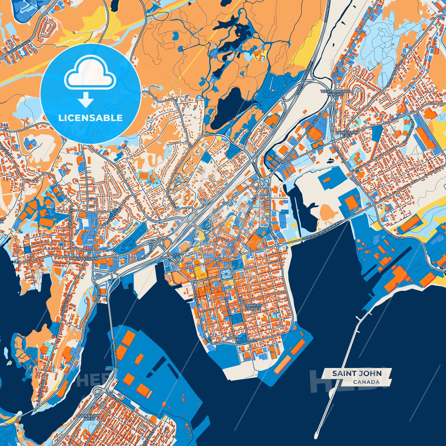 Canvas Print Template of Saint John Street Map