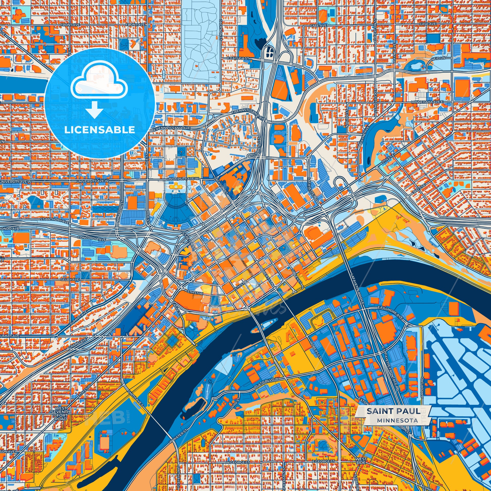 Canvas Print Template of Saint Paul Street Map