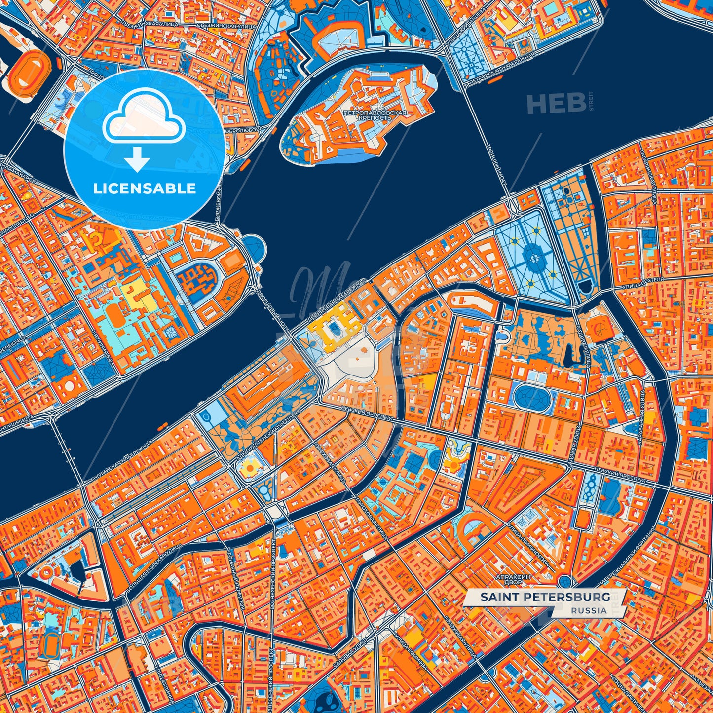 Canvas Print Template of Saint Petersburg Street Map