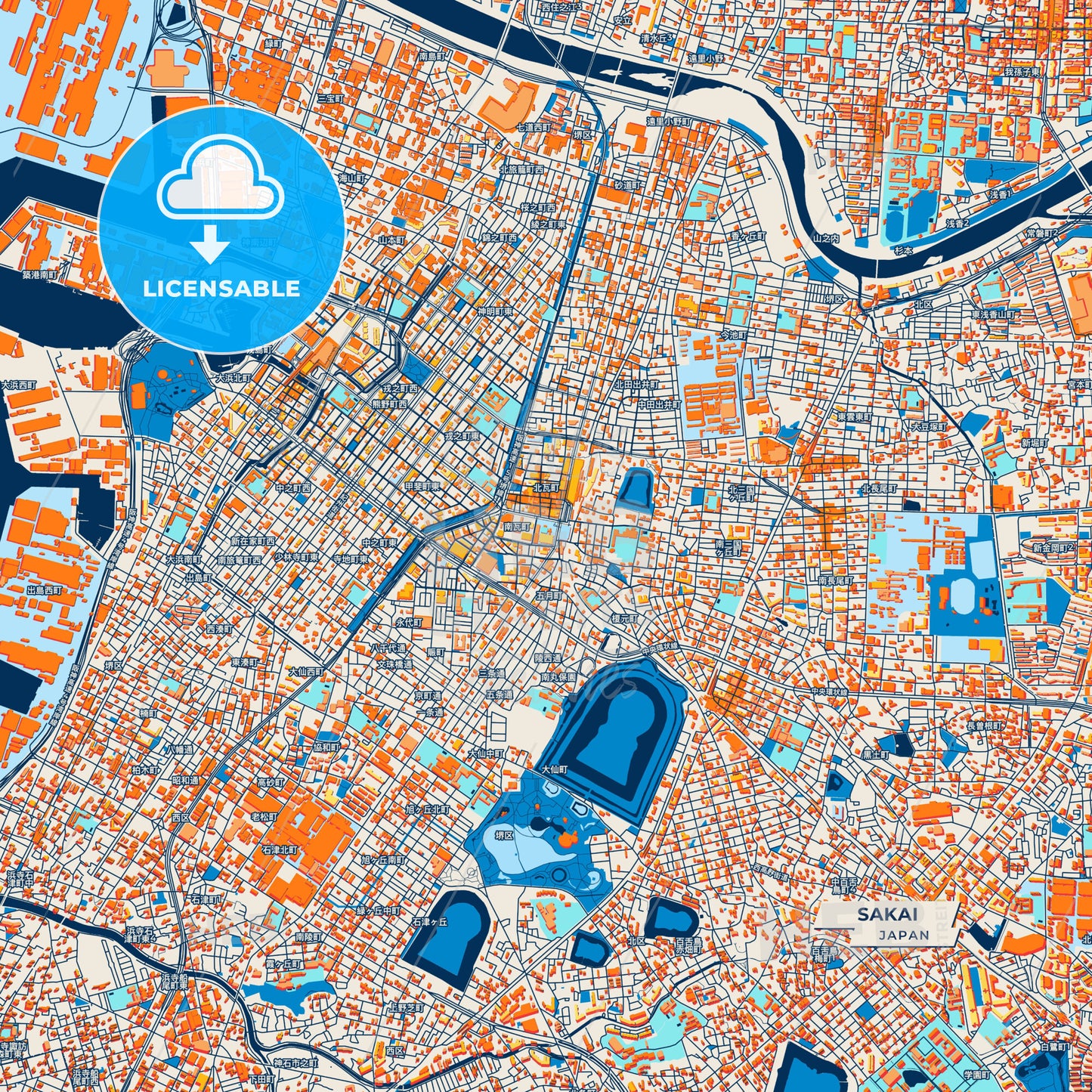 Canvas Print Template of Sakai Street Map