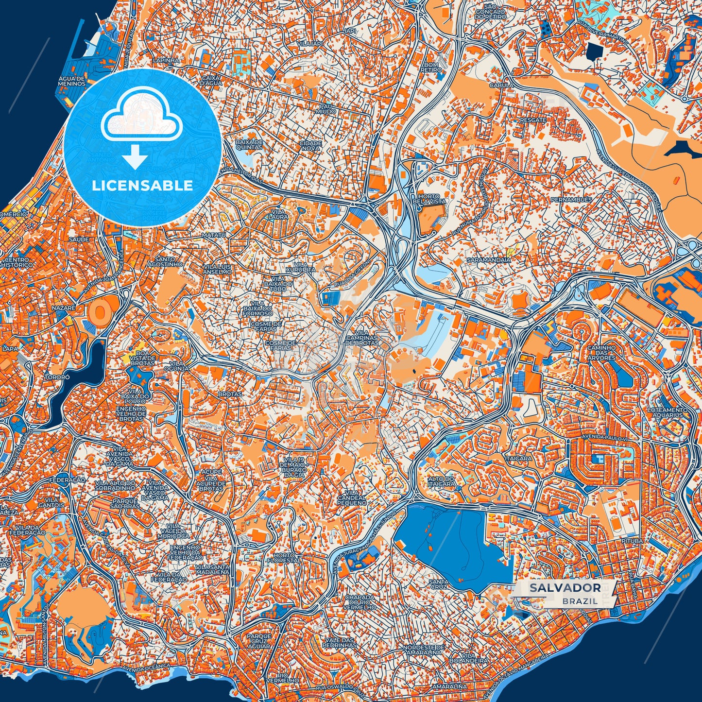Canvas Print Template of Salvador Street Map