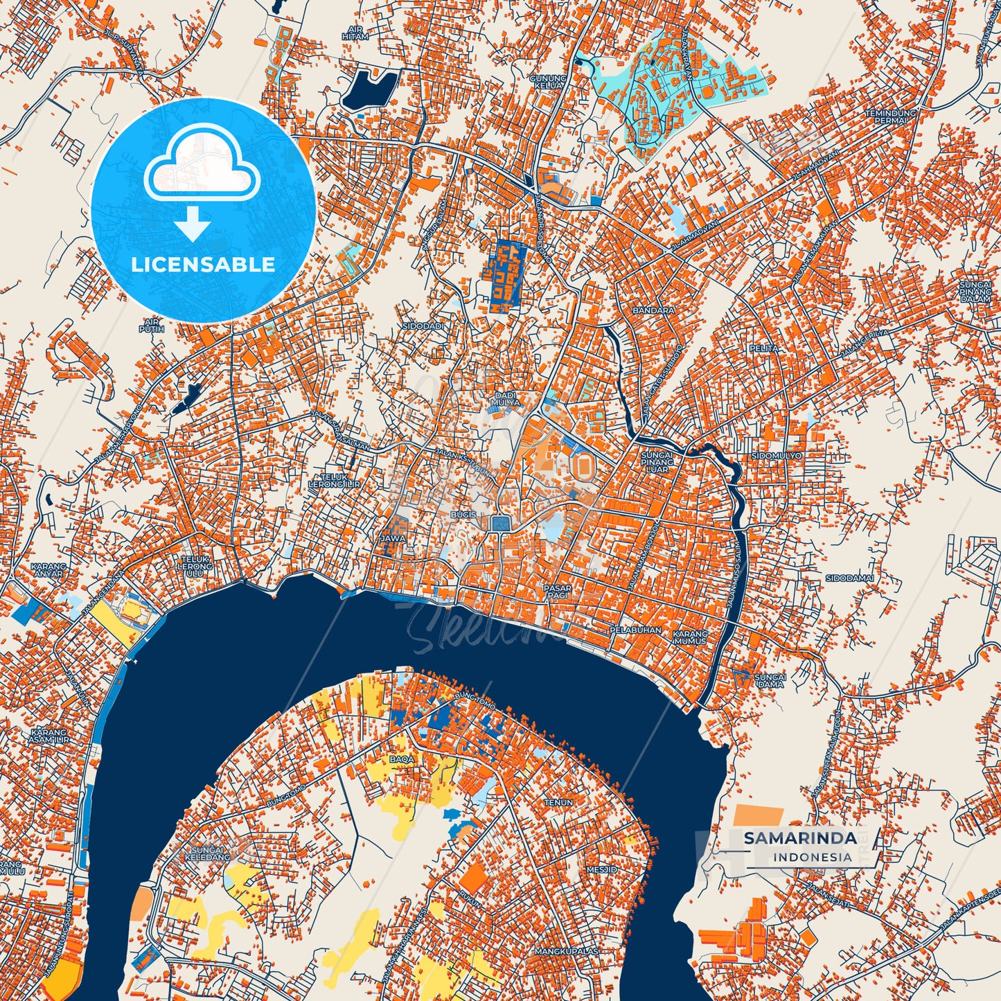 Canvas Print Template of Samarinda Street Map
