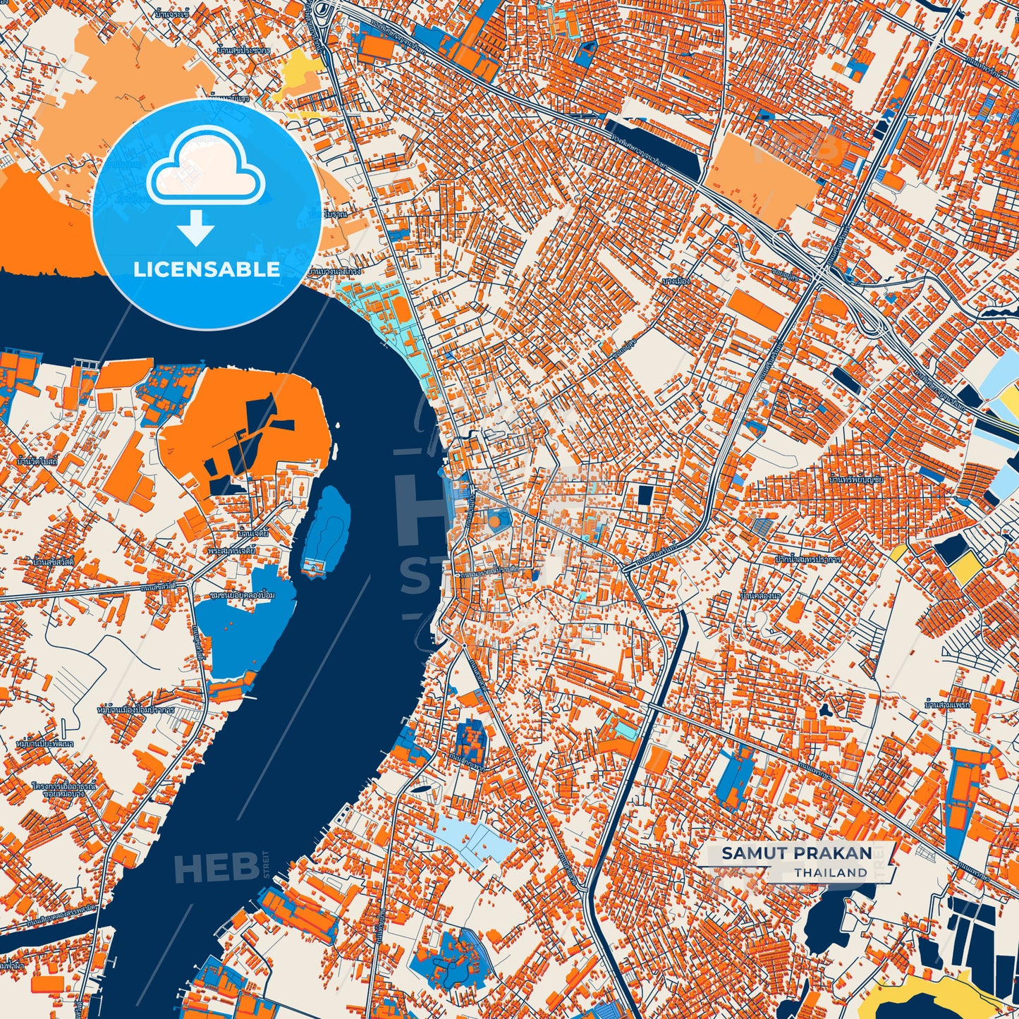 Canvas Print Template of Samut Prakan Street Map