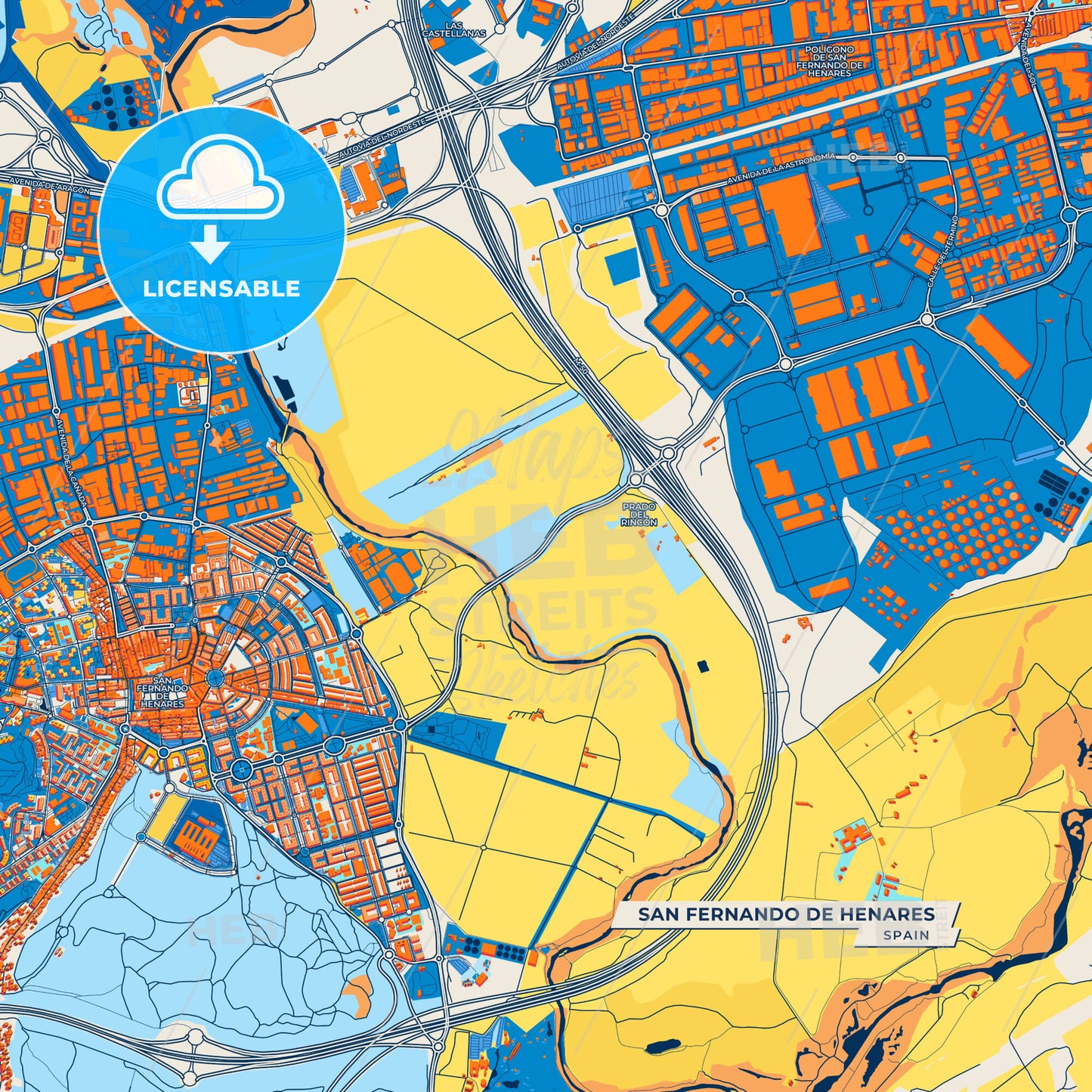Canvas Print Template of San Fernando de Henares Street Map