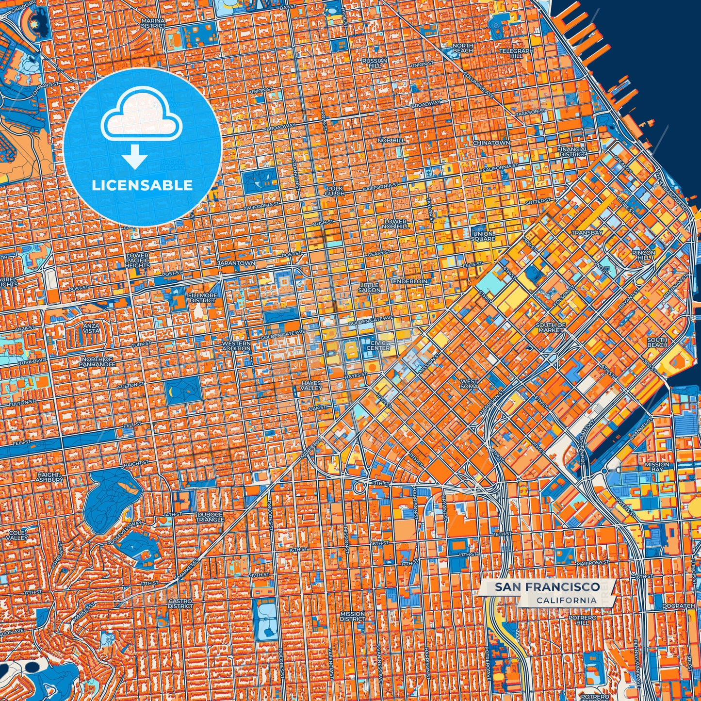 Canvas Print Template of San Francisco Street Map