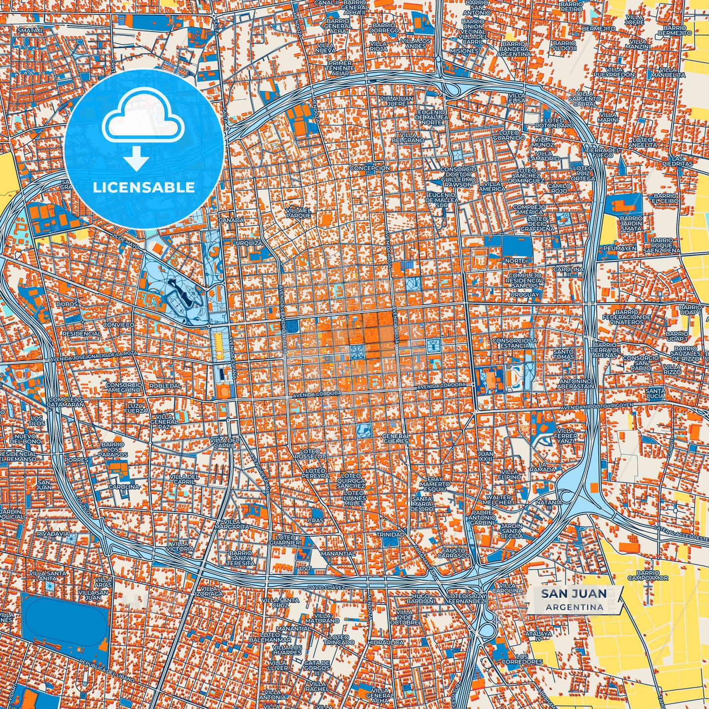 Canvas Print Template of San Juan Street Map