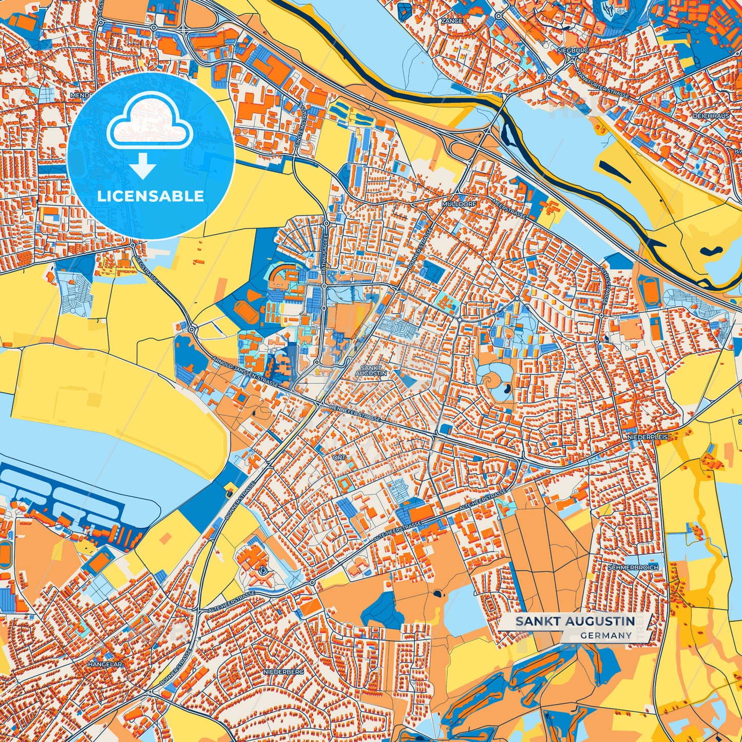 Canvas Print Template of Sankt Augustin Street Map