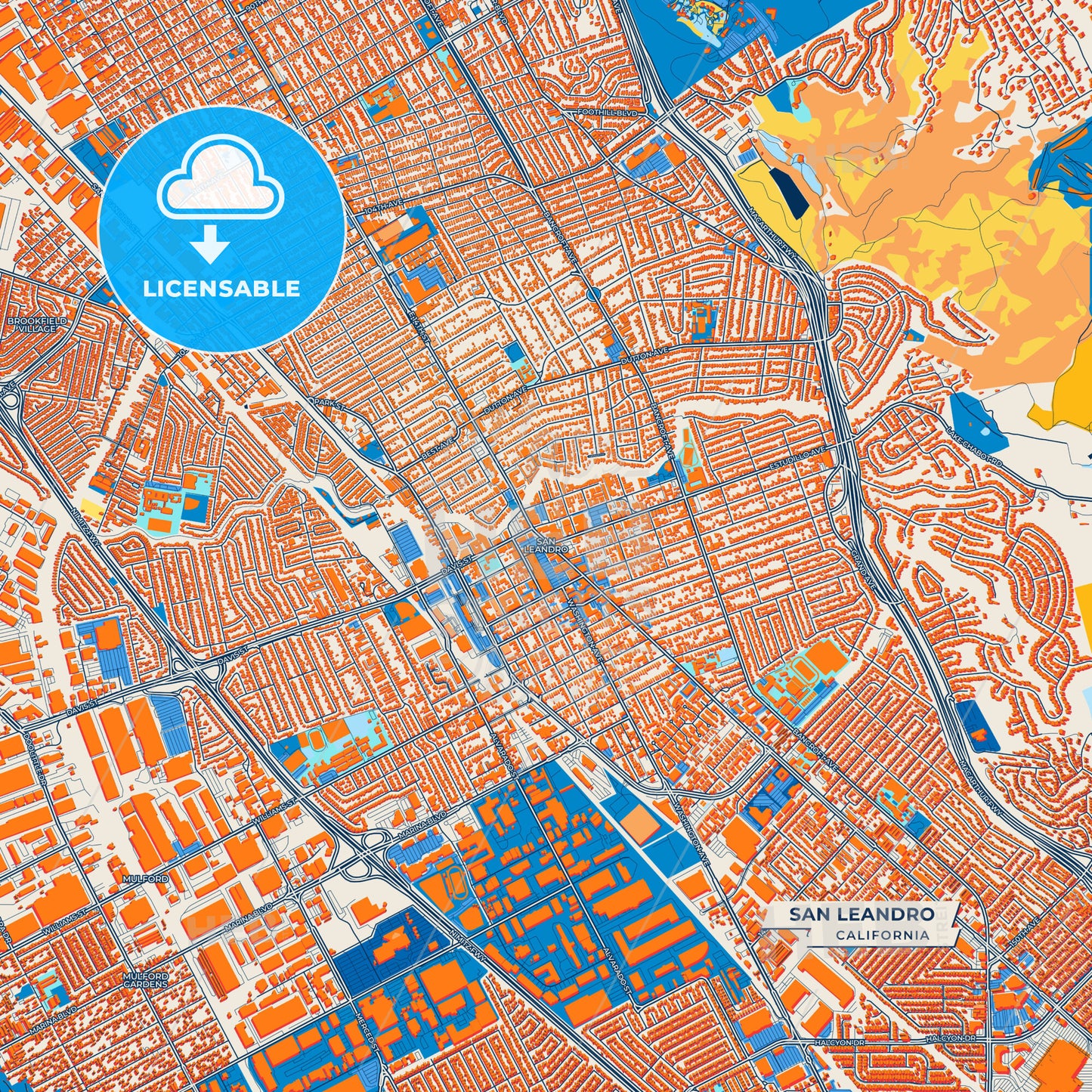 Canvas Print Template of San Leandro Street Map